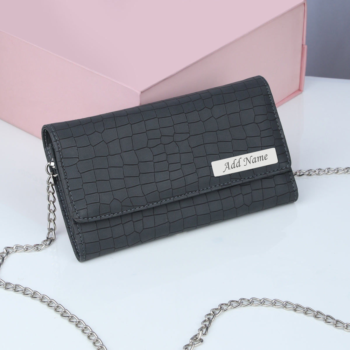 Personalized Croco Design Sling Bag With Name & Message Card