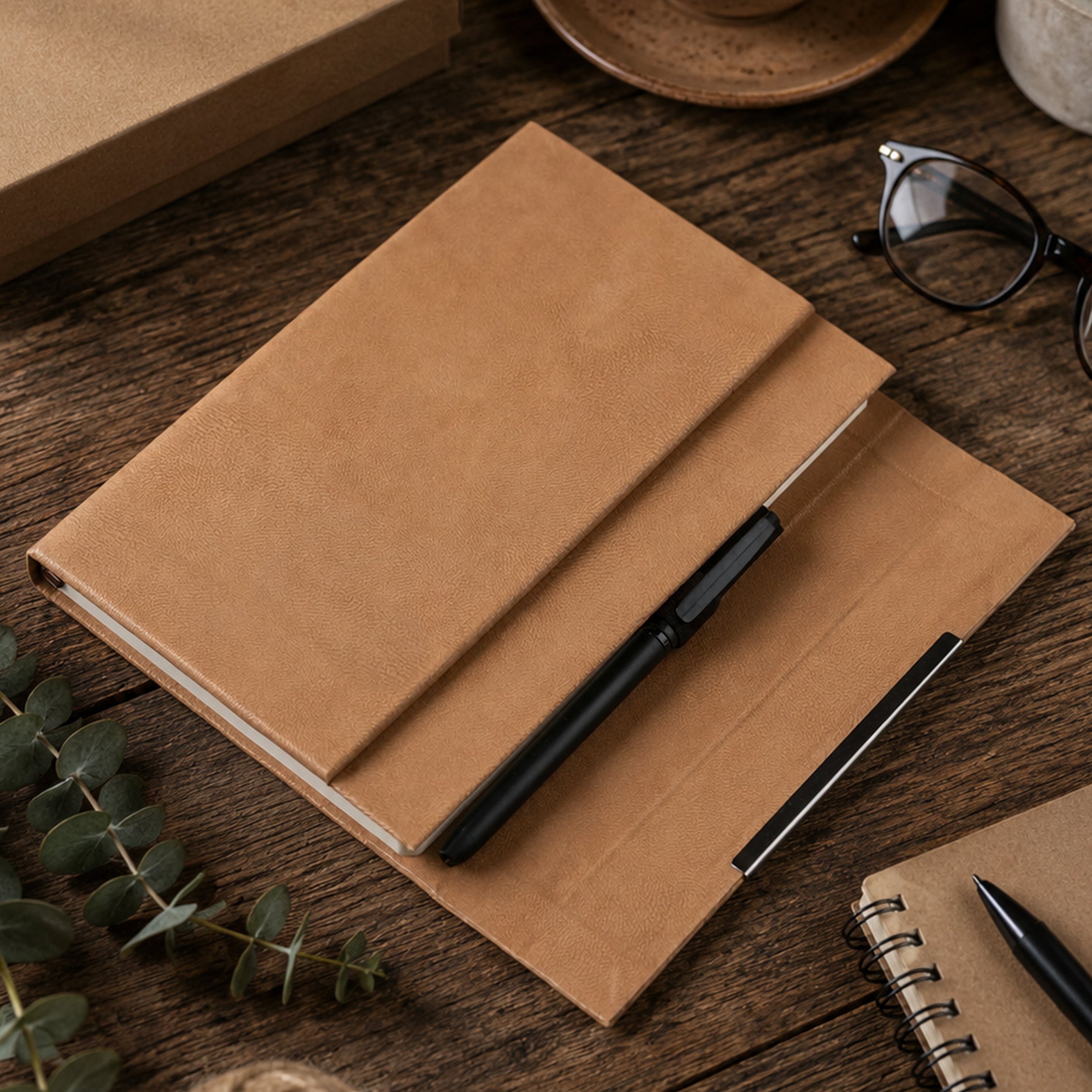 Monarch Personalized A5 Leatherette Diary & Pen Set - Beige