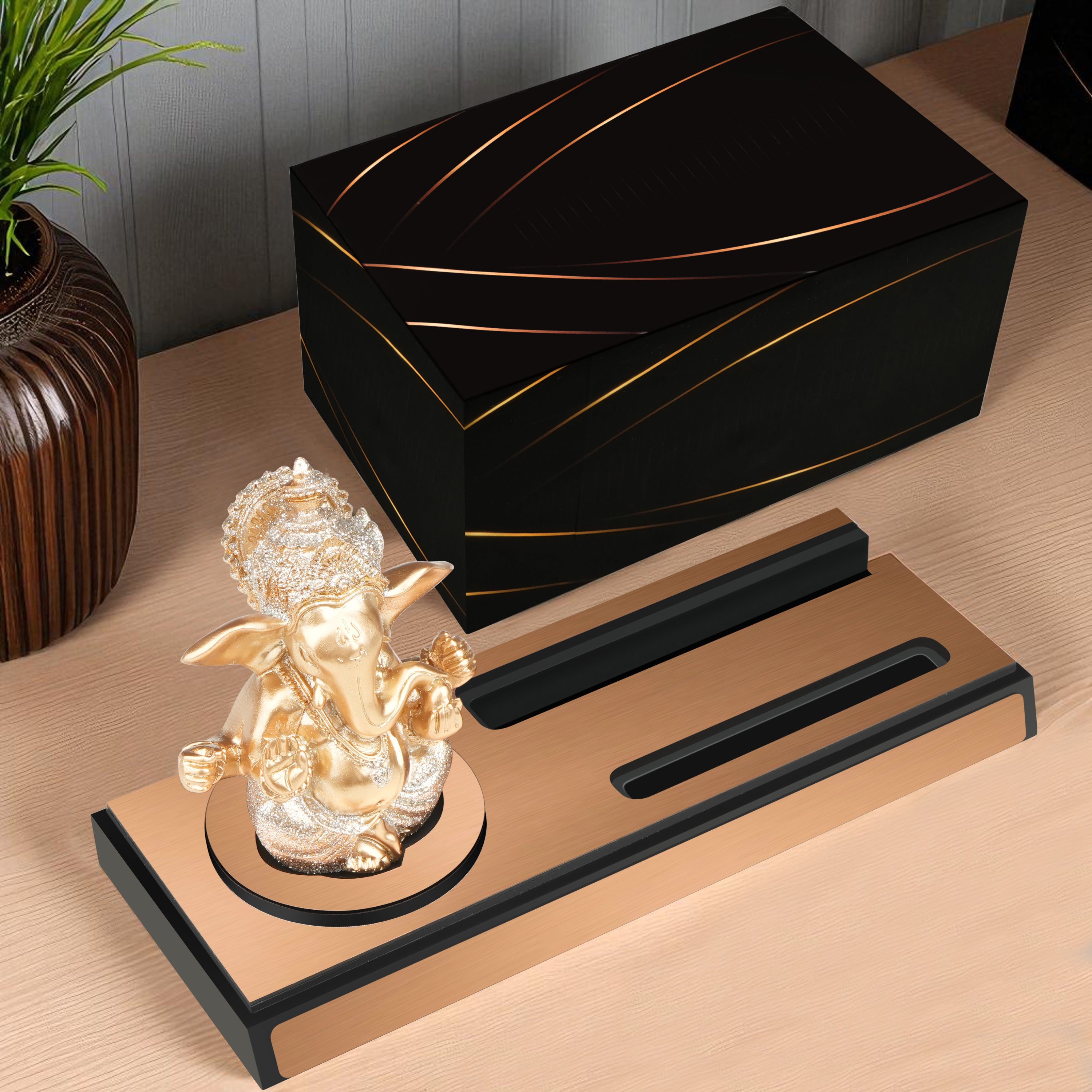 Grace & Glory Lord Ganesha Desk Organizer with Name Engraving