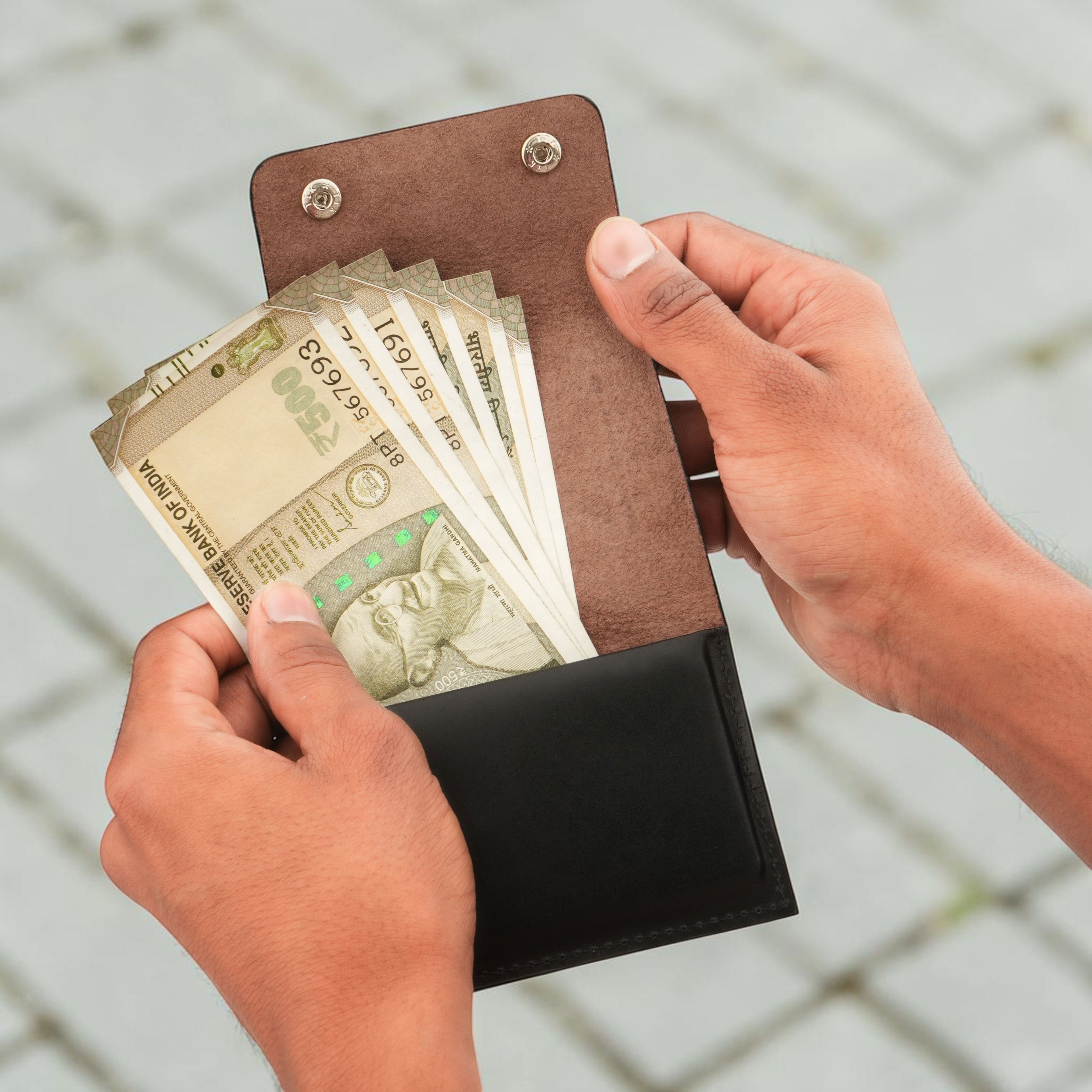 ClickKiss Minimalist Genuine Leather Wallet - Brown