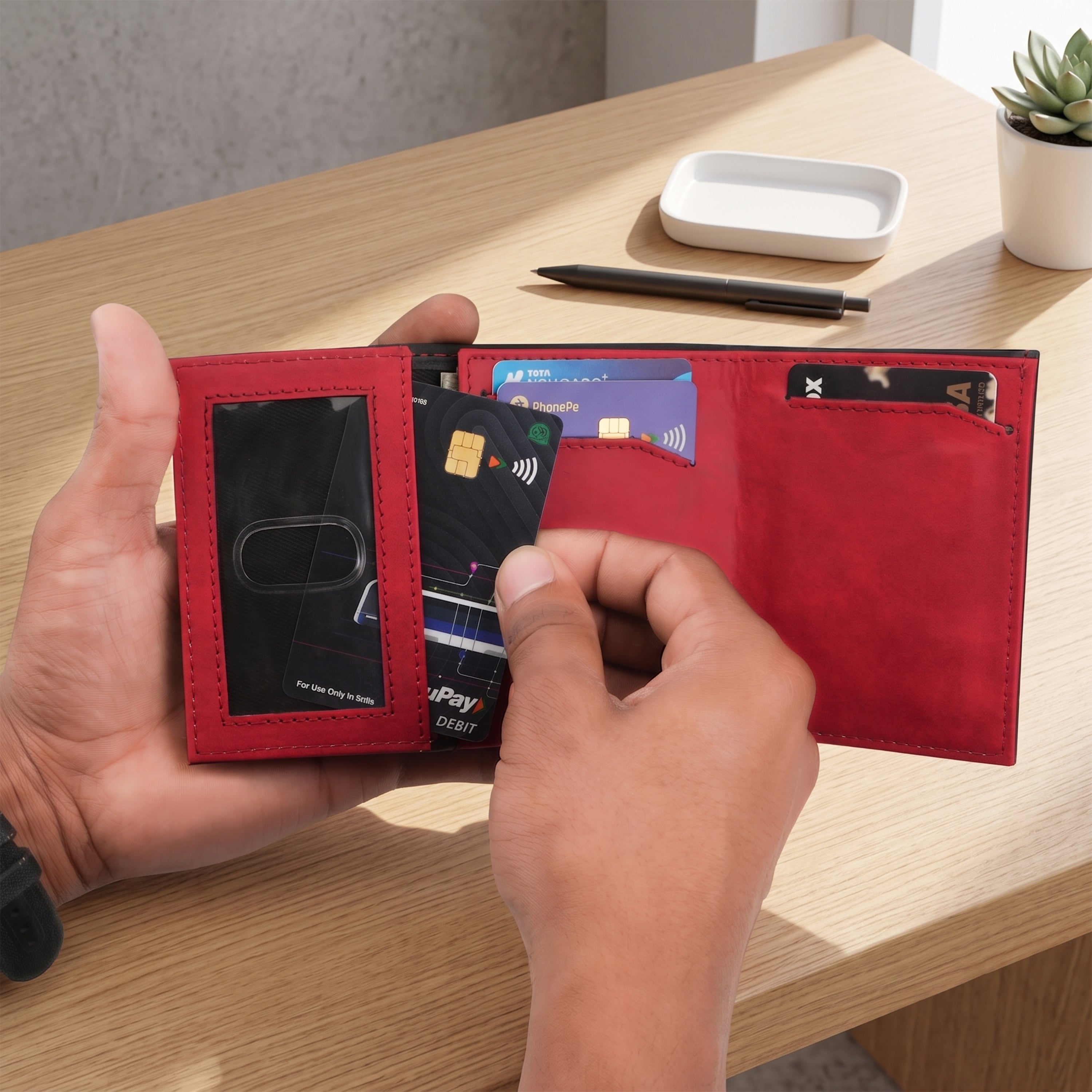 SlideX Neo RFID-Protected Dual Color Wallet Cardholder - Black & Red
