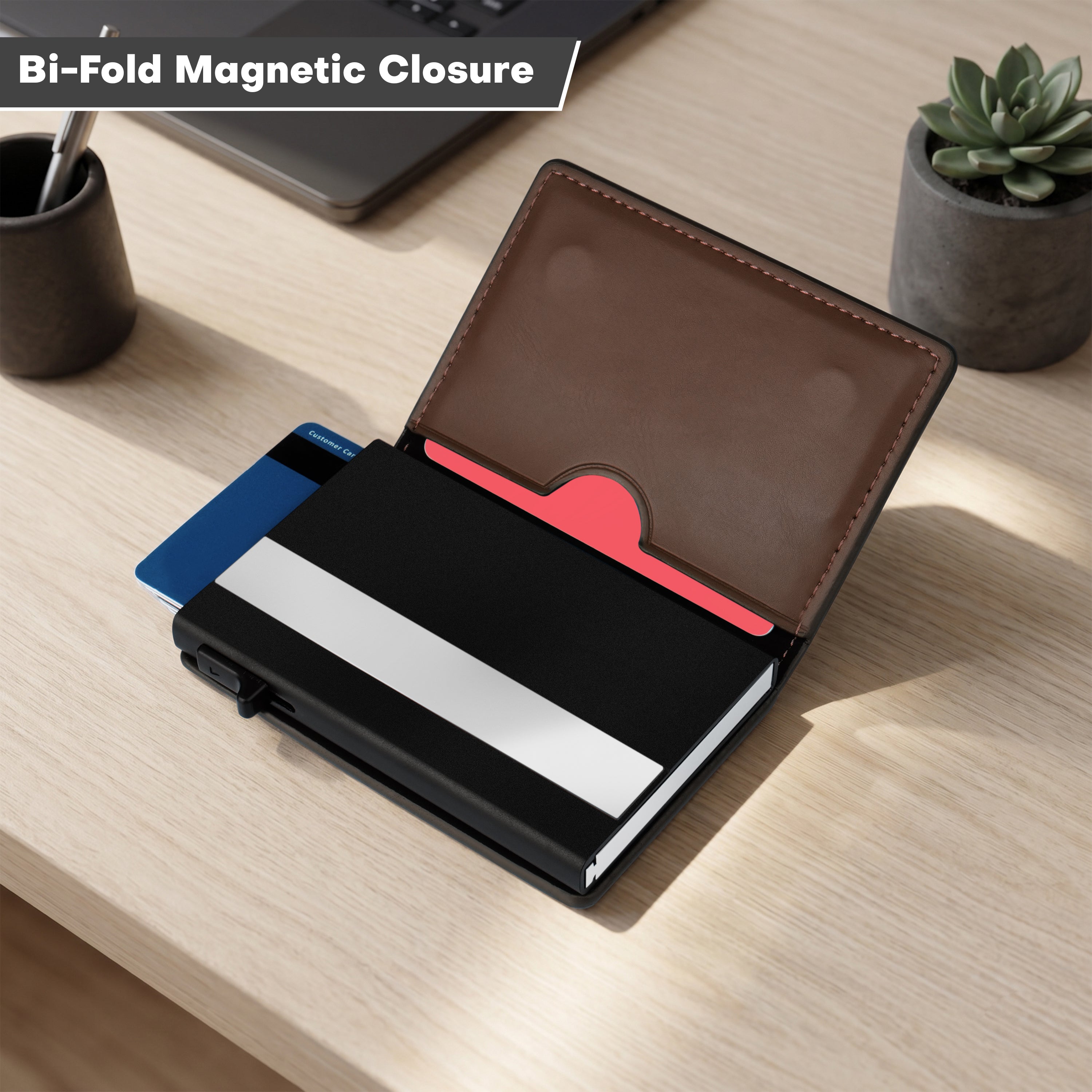 Aero Vault RFID Protected Pop-Up Cardholder - Brown