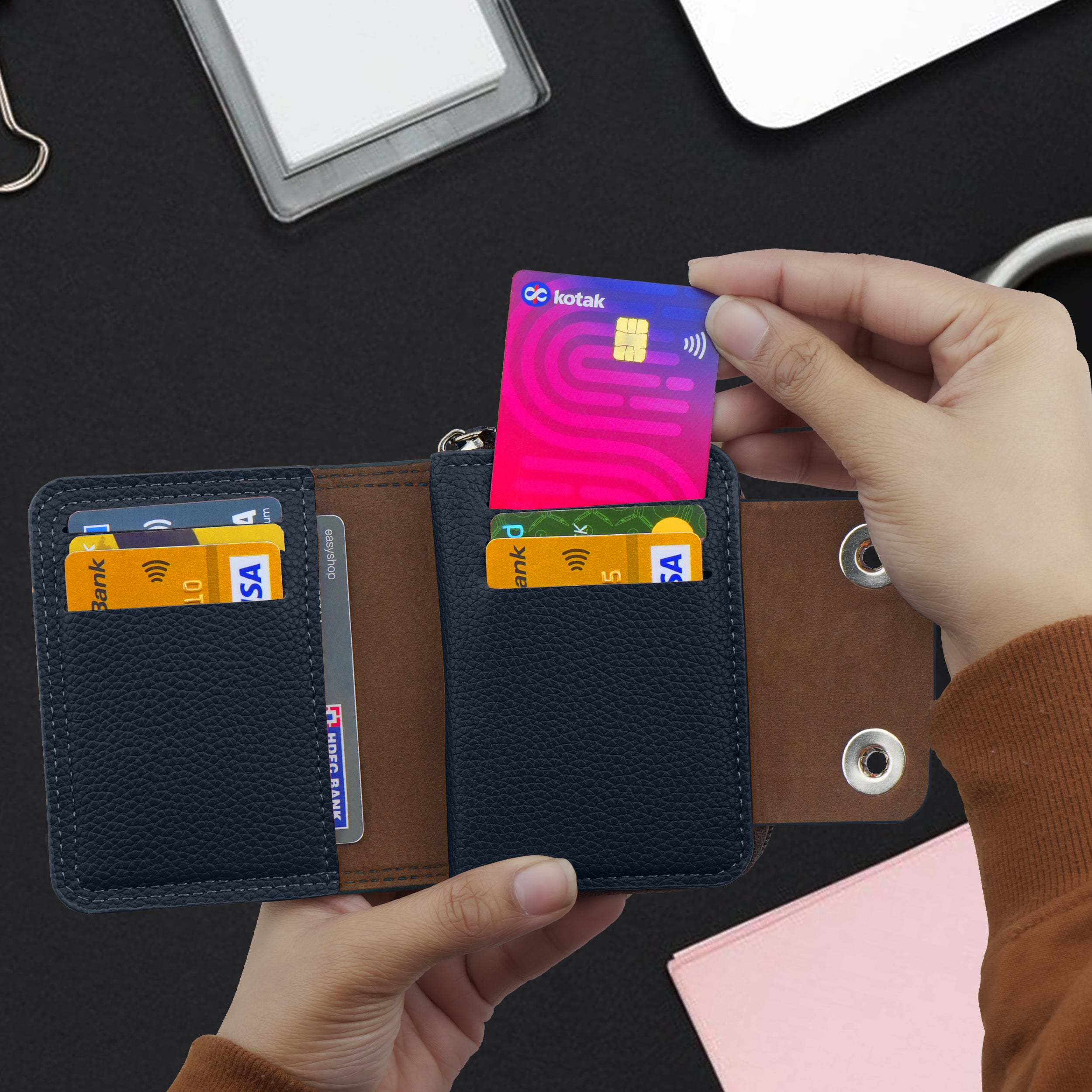 Bolt Lock Dual-Tone Wallet Cardholder