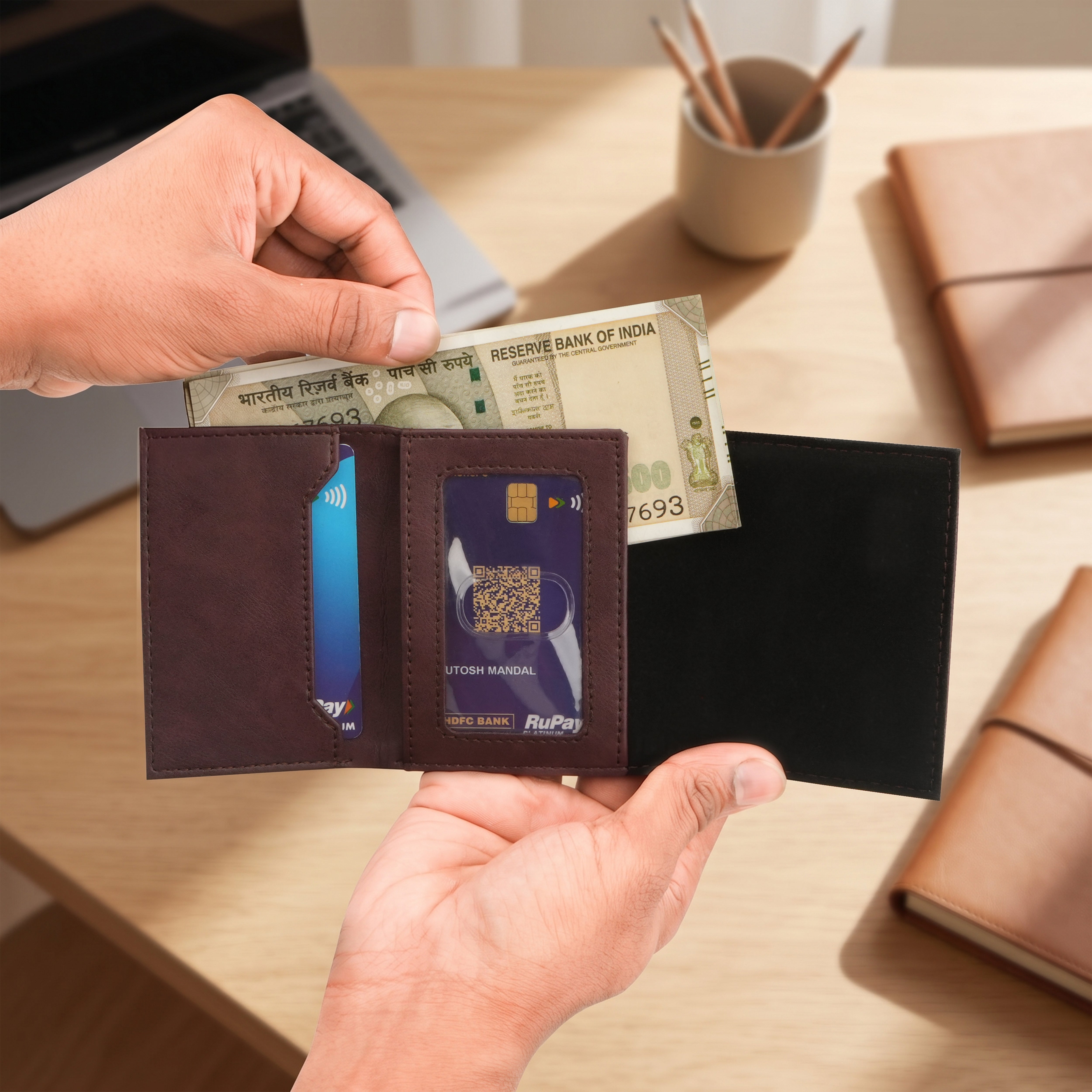 Crest RFID Protected Wallet Cardholder - Wine