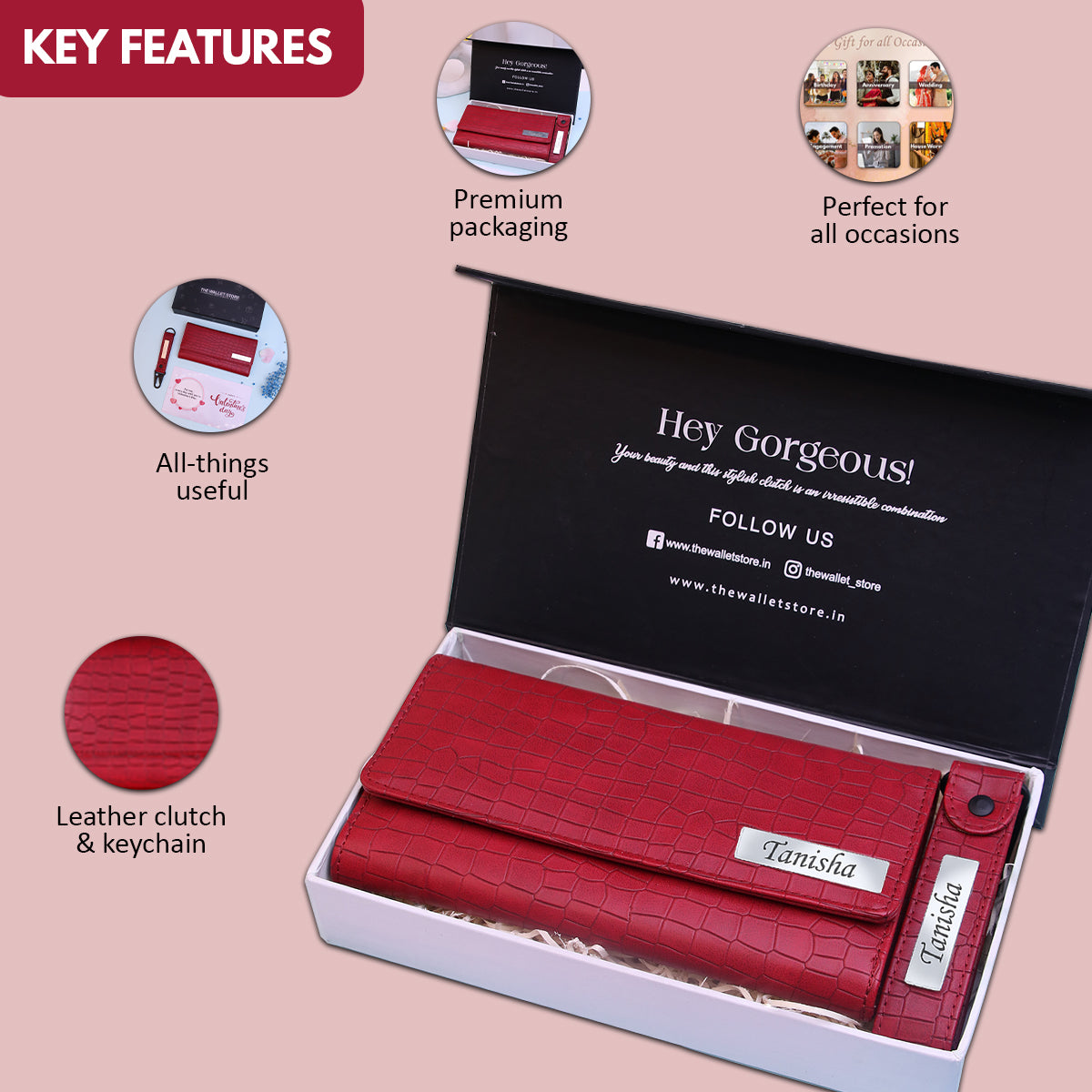 Personalized Brick Style Clutch & Keychain Gift Set