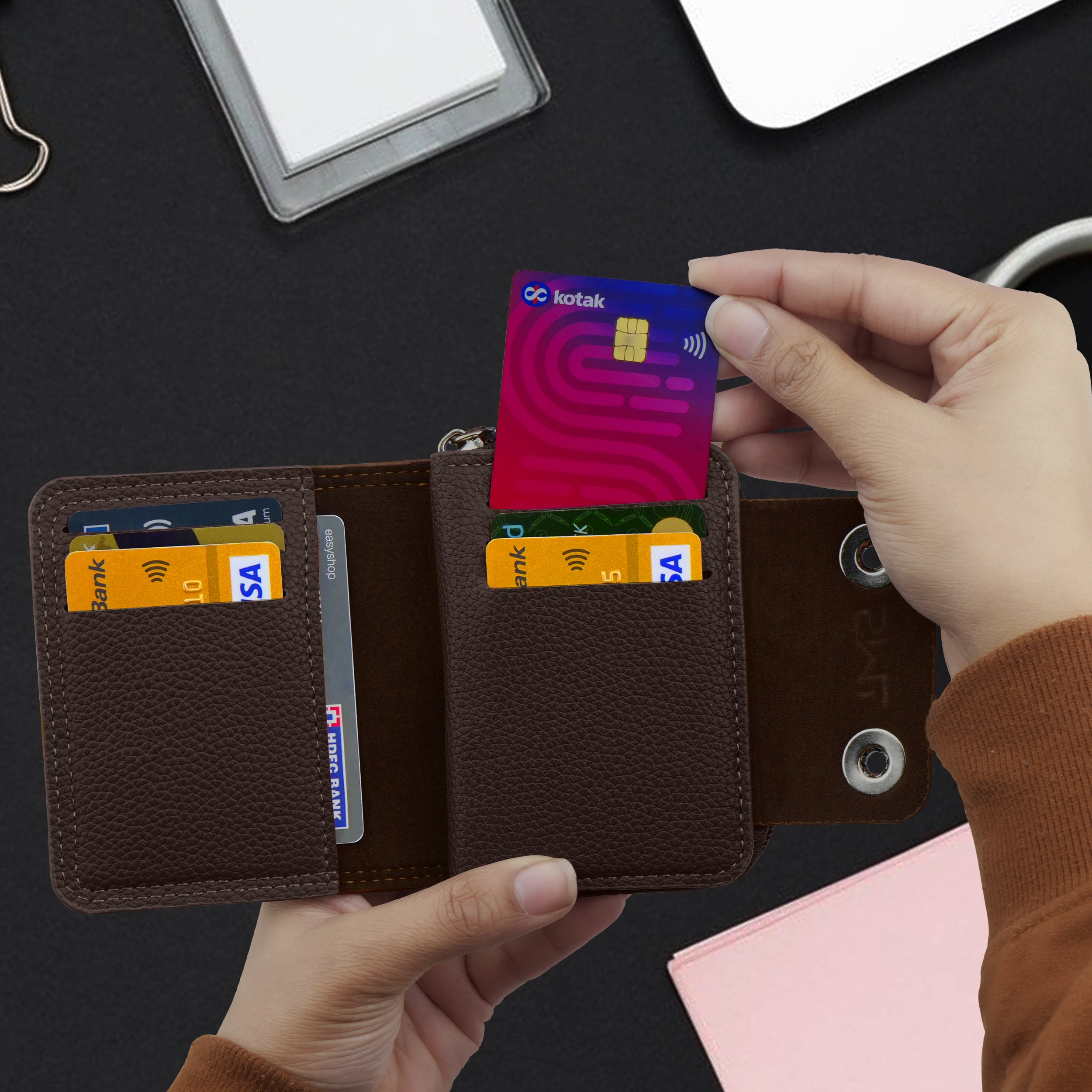 Bolt Lock Dual-Tone Wallet Cardholder