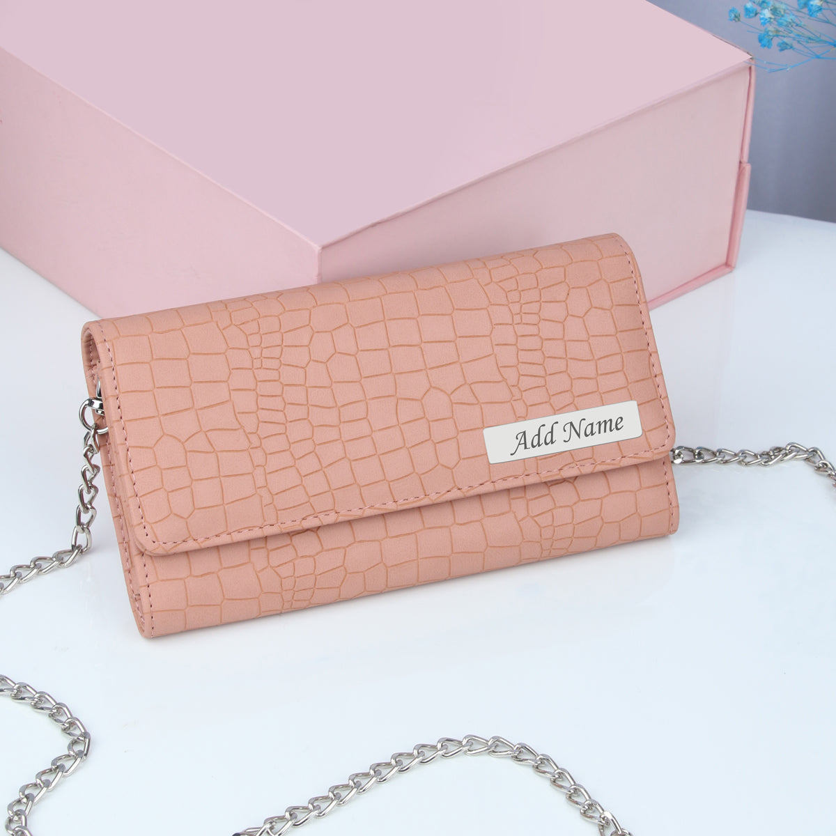 Personalized Croco Design Sling Bag With Name & Message Card