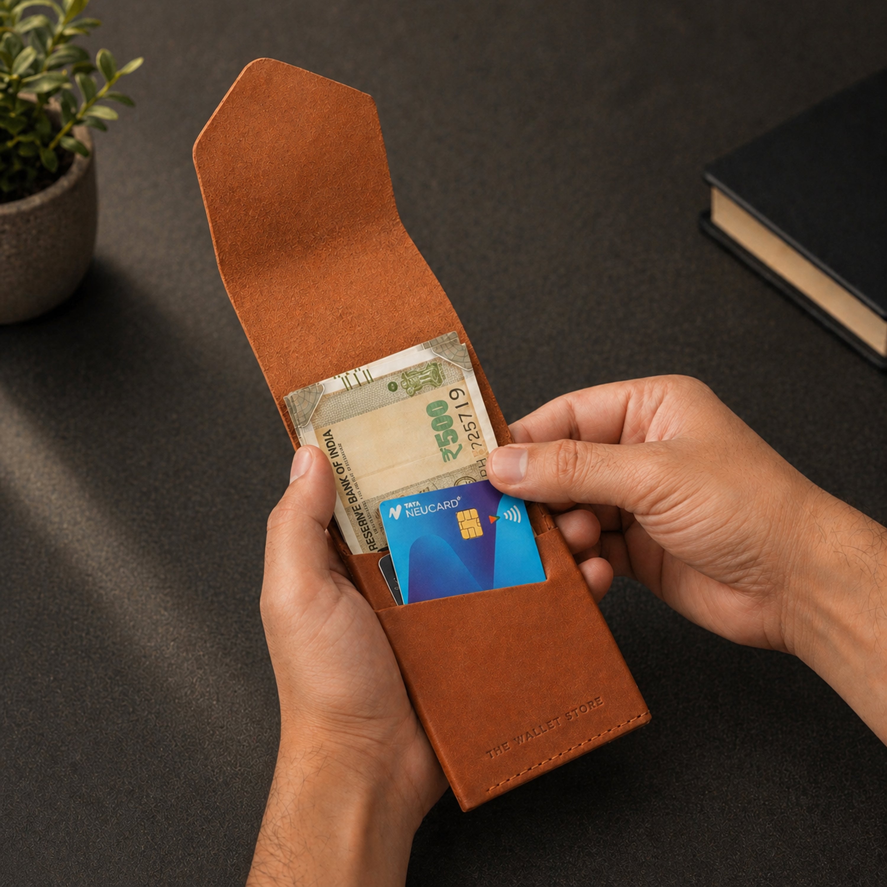 Urban Flip Genuine Leather Wallet - Tan