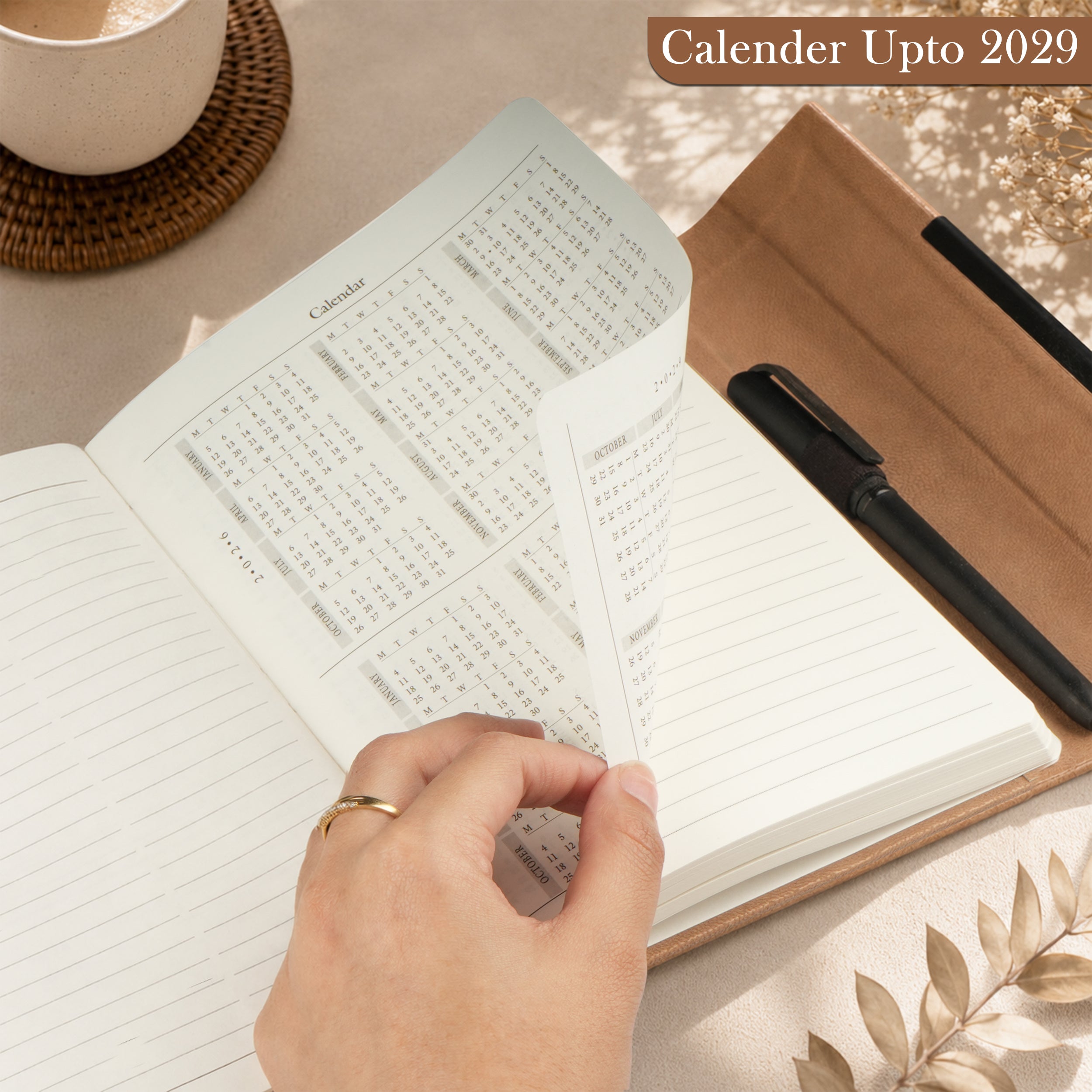 Monarch Personalized A5 Leatherette Diary & Pen Set - Beige