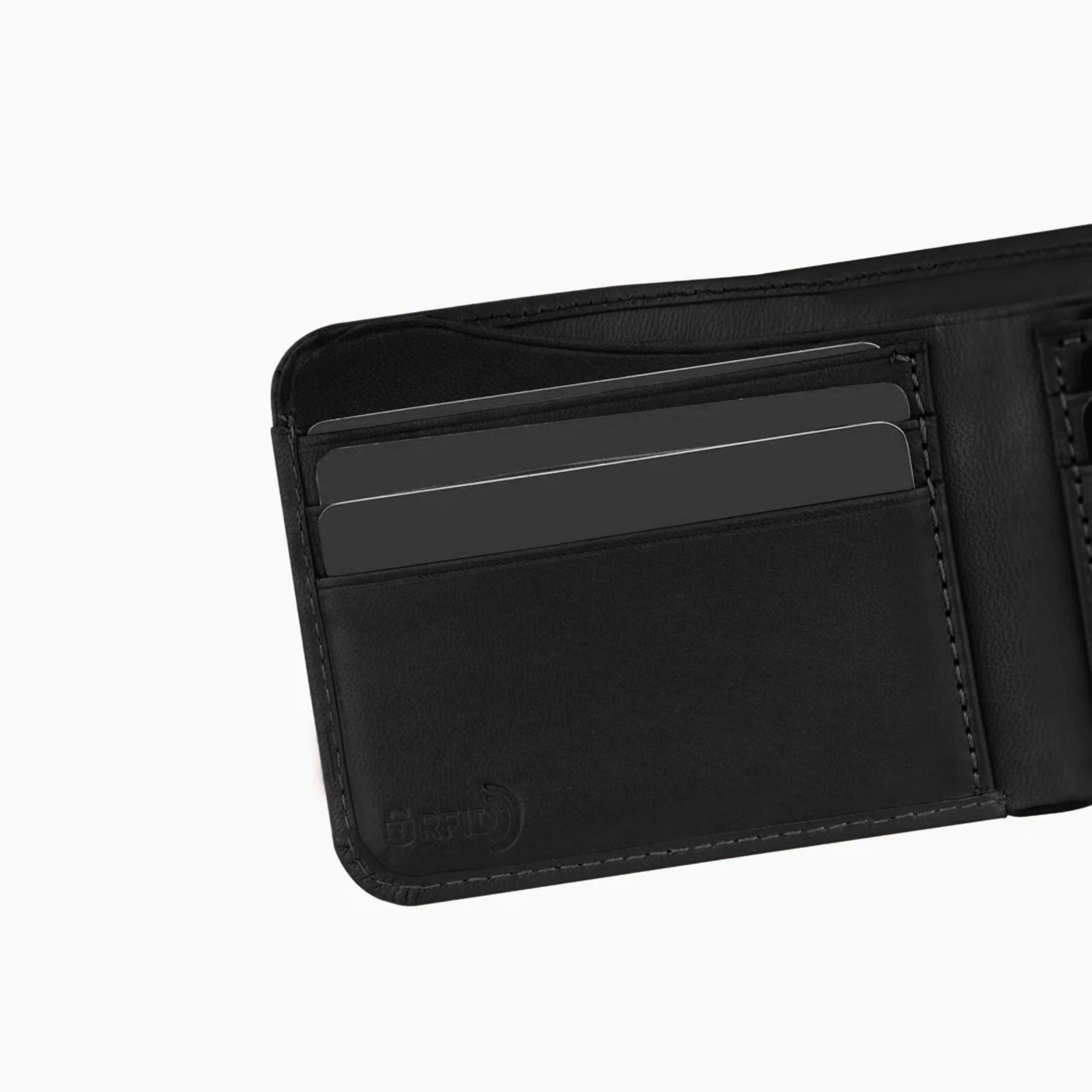 Pure Slim RFID Protected Leather Wallet For Men - Black