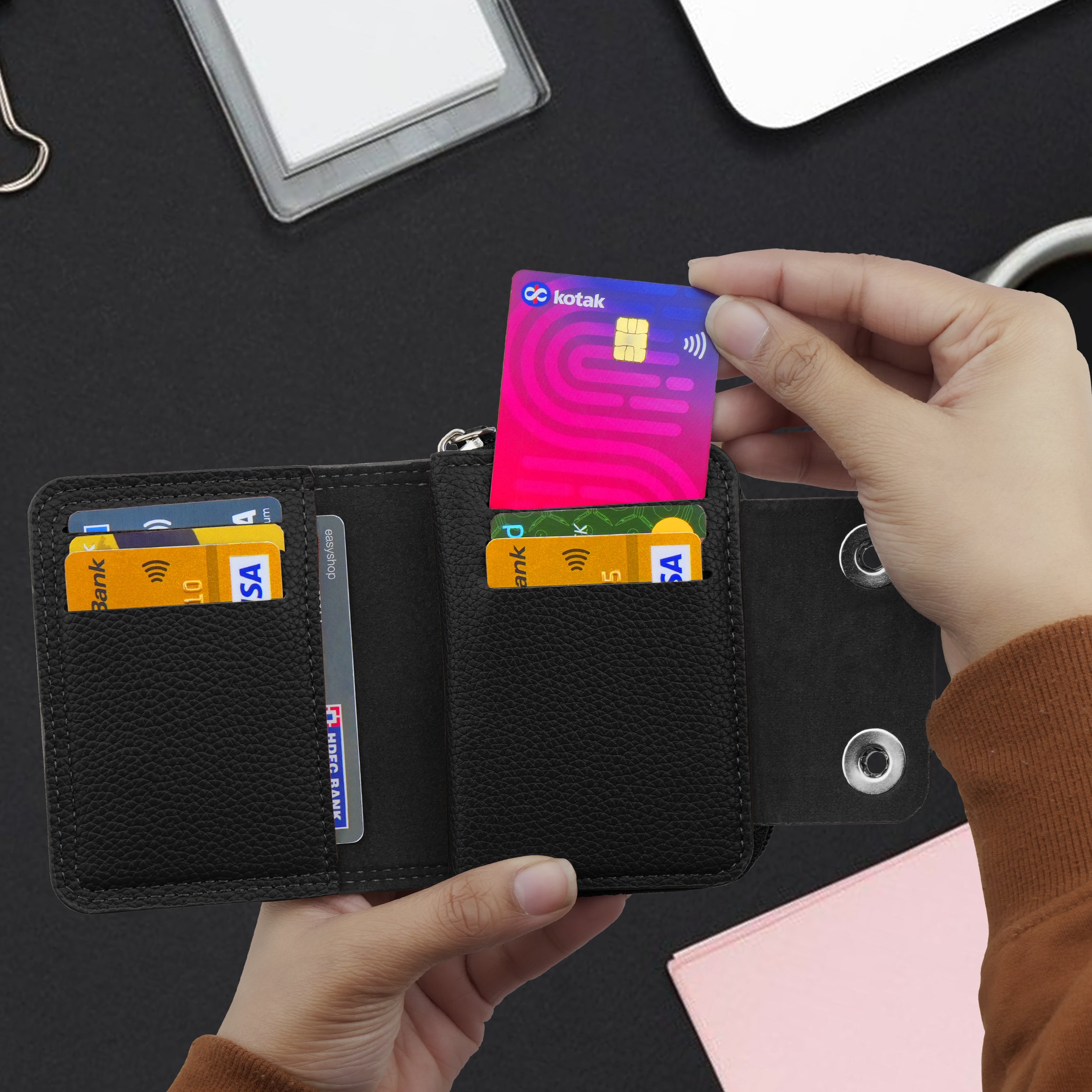 Bolt Lock Dual-Tone Wallet Cardholder