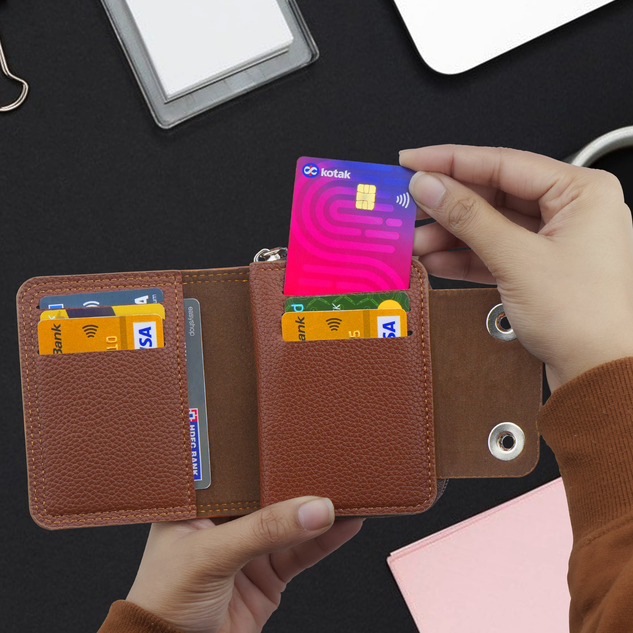 Bolt Lock Dual-Tone Wallet Cardholder