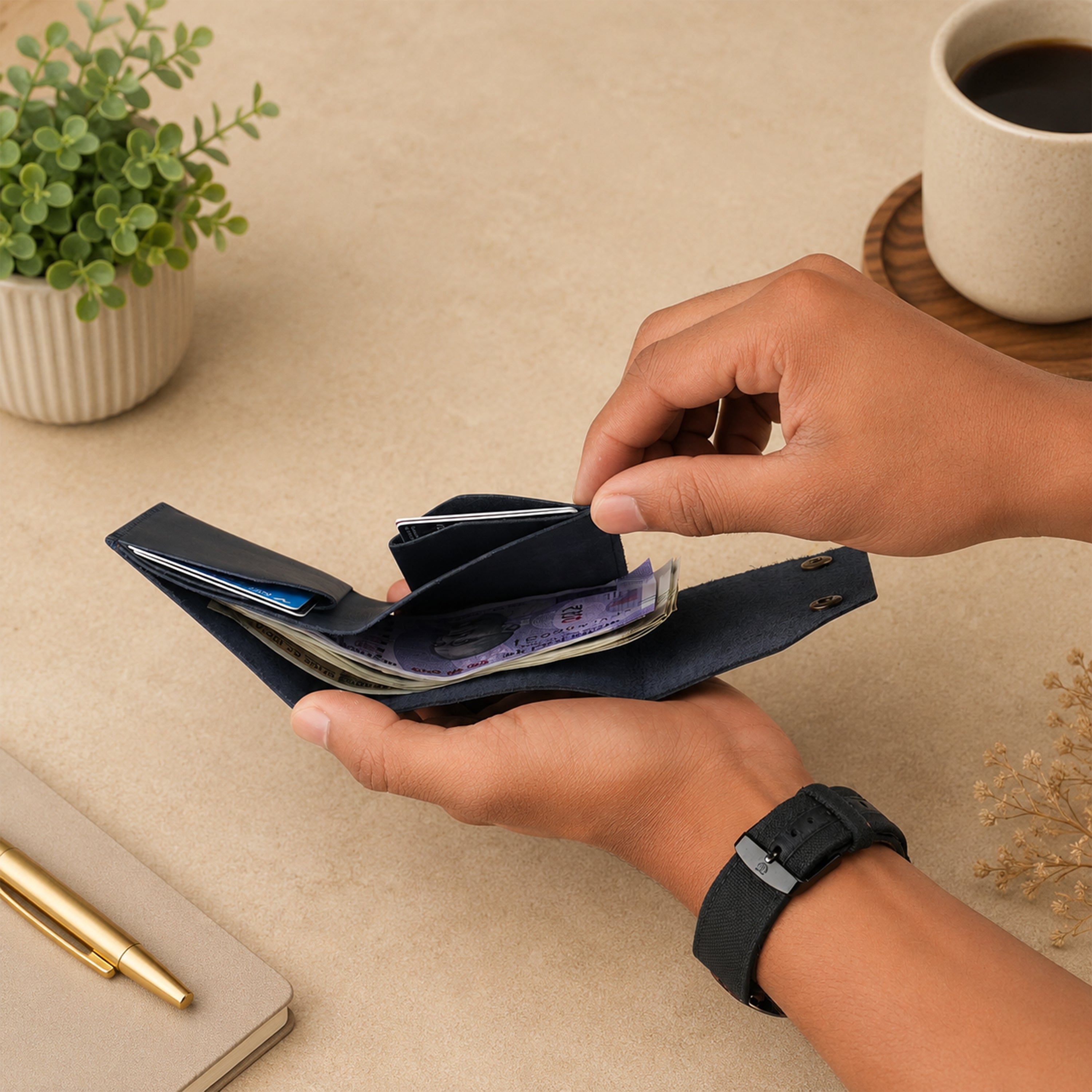 Snapper Minimalist Genuine Leather Wallet - Blue
