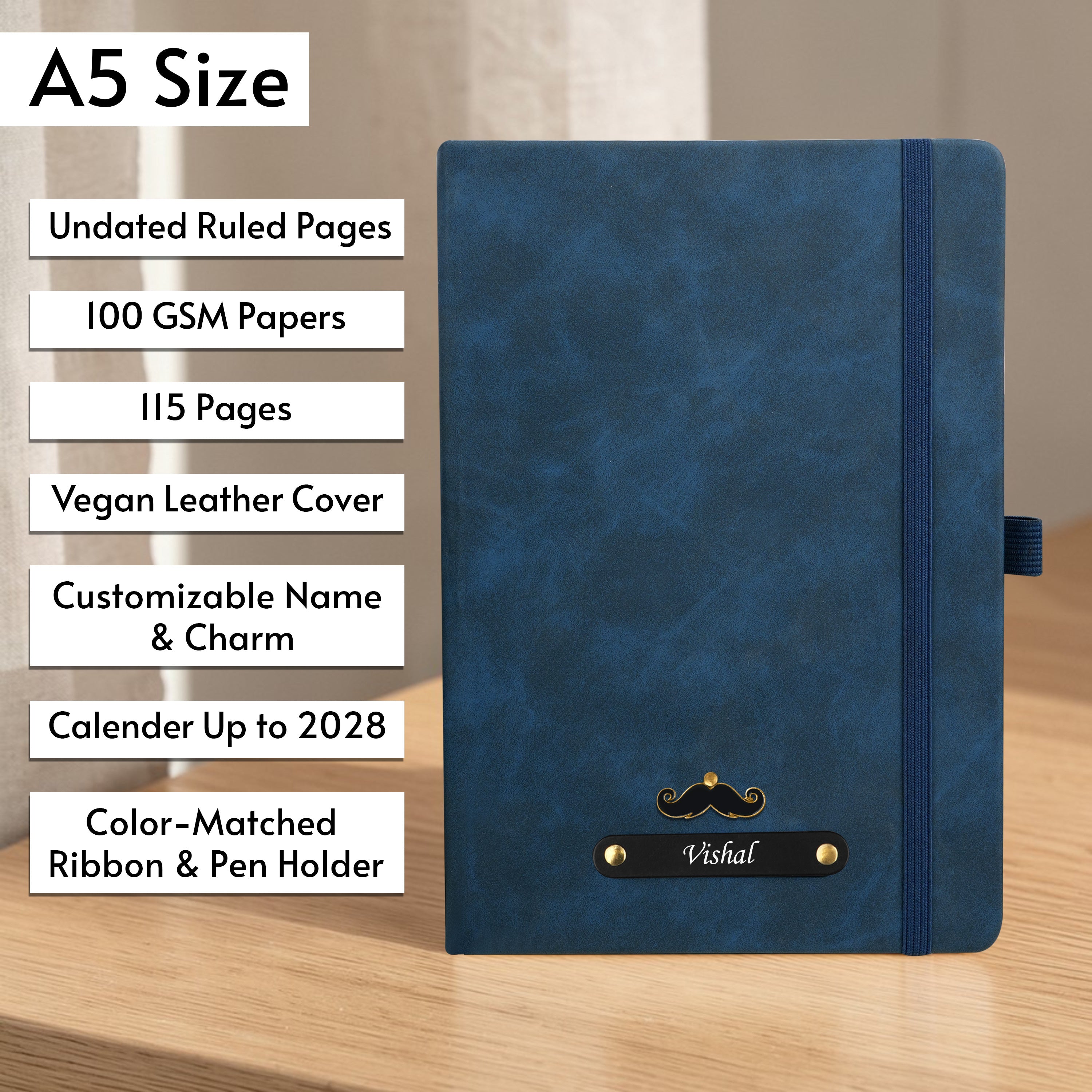 Personalized Inkspire Diary With Name & Charm - Dark Blue