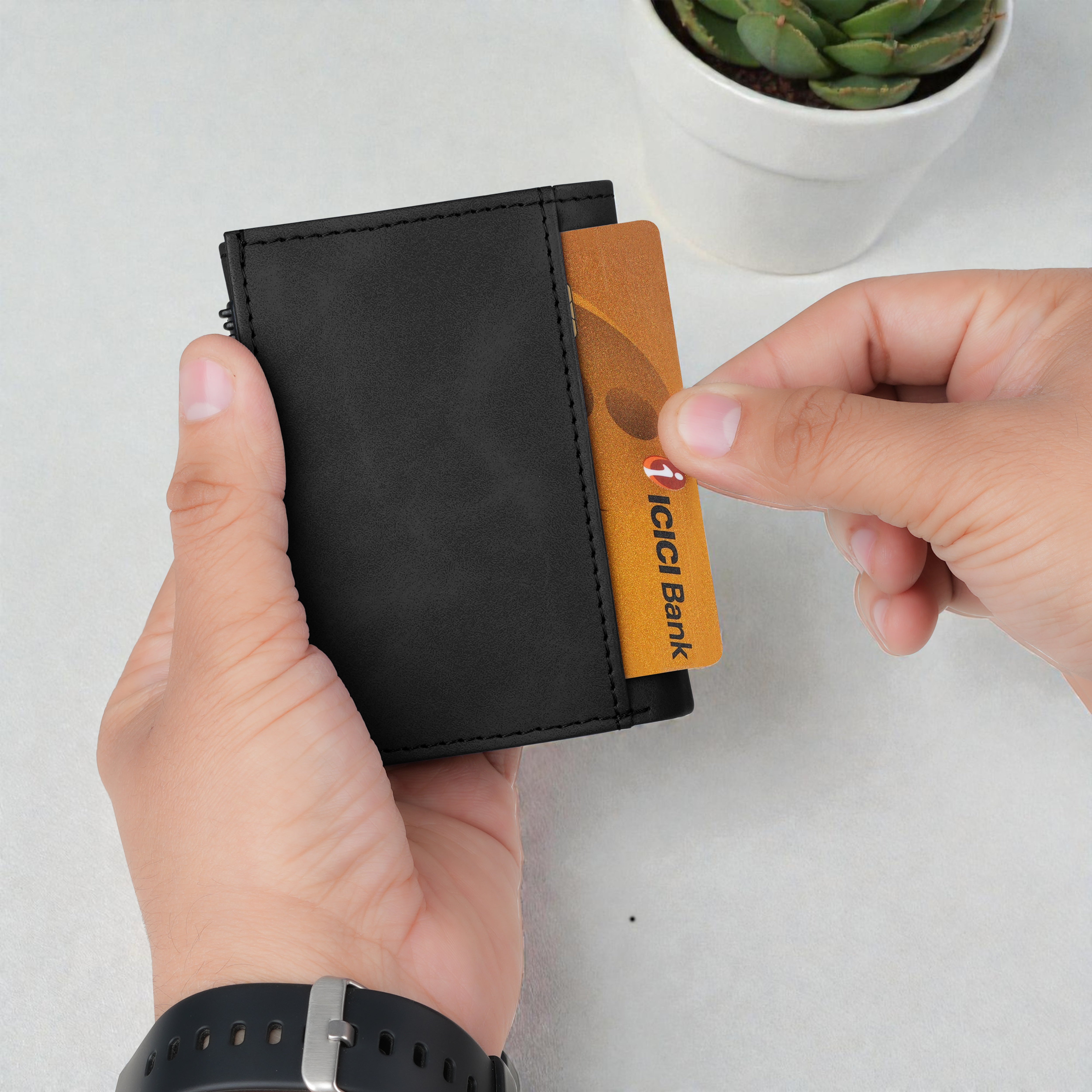 SlideX Neo RFID-Protected Dual Color Wallet Cardholder - Black