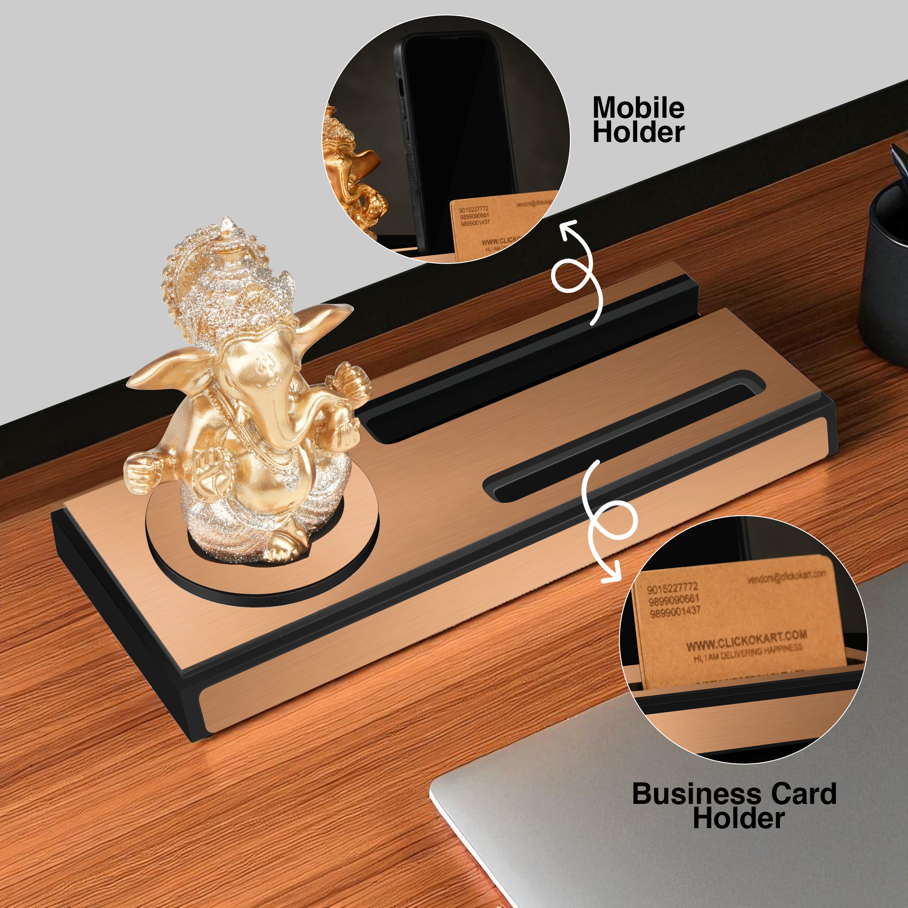 Grace & Glory Lord Ganesha Desk Organizer with Name Engraving