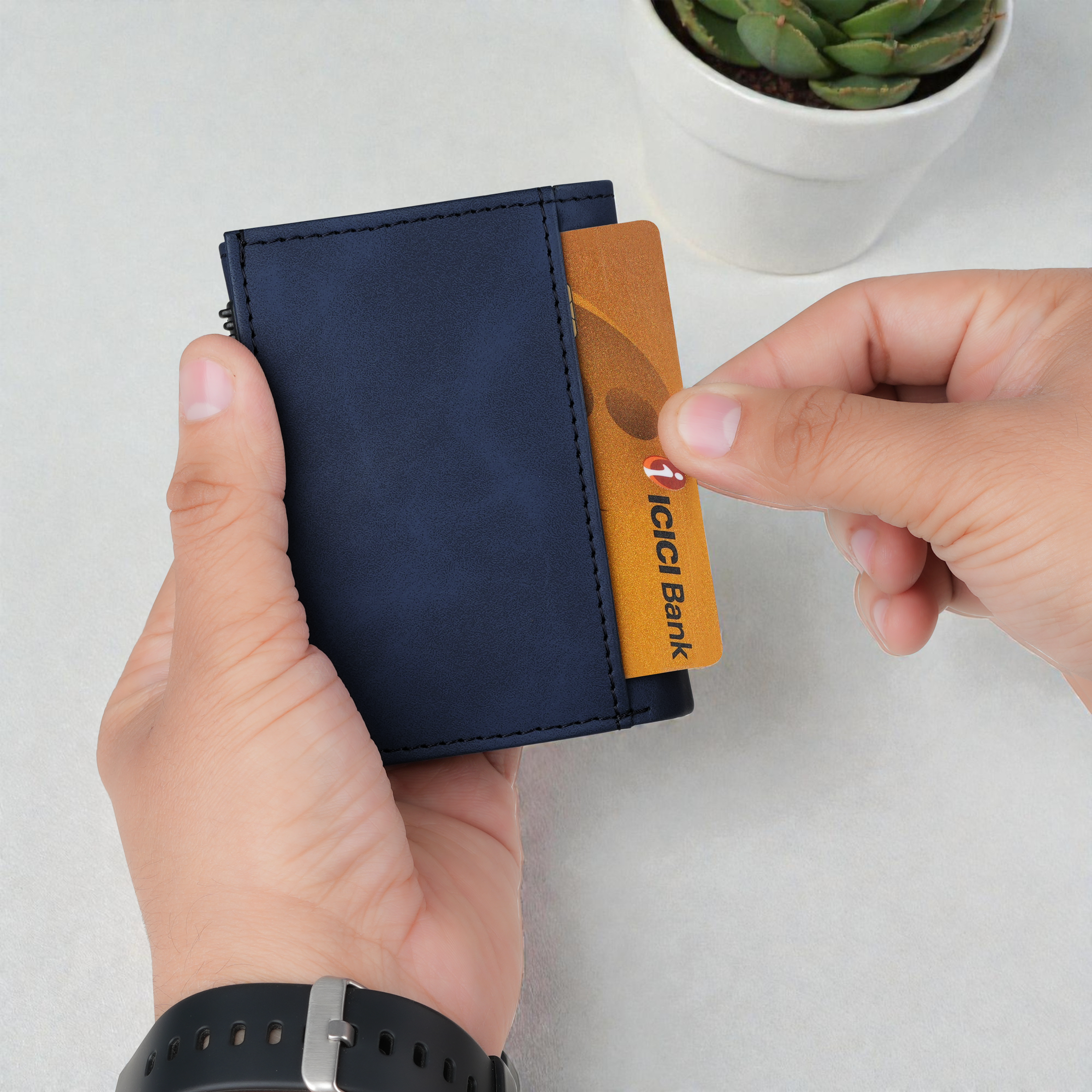 SlideX Neo RFID-Protected Dual Color Wallet Cardholder - Blue
