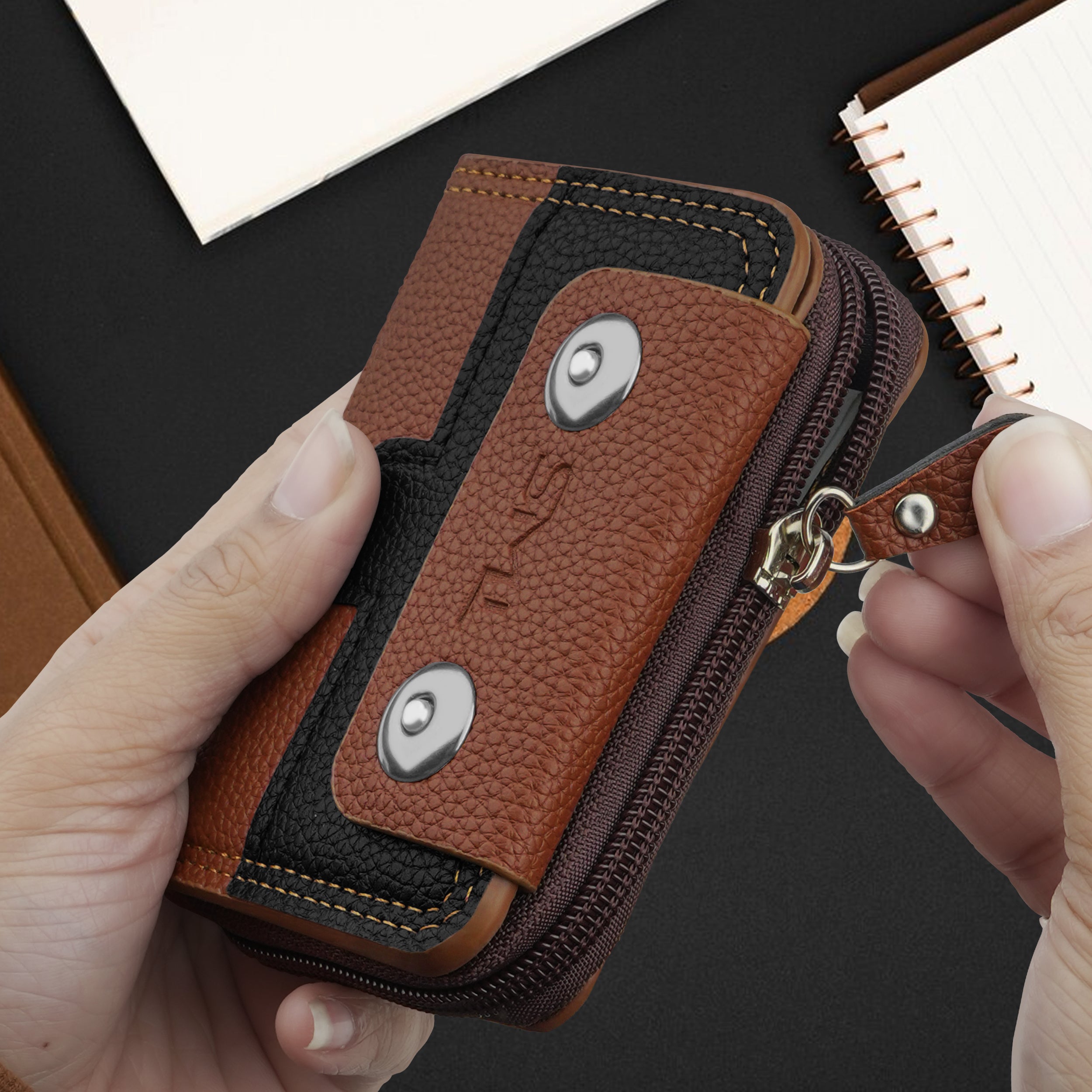 Bolt Lock Dual-Tone Wallet Cardholder