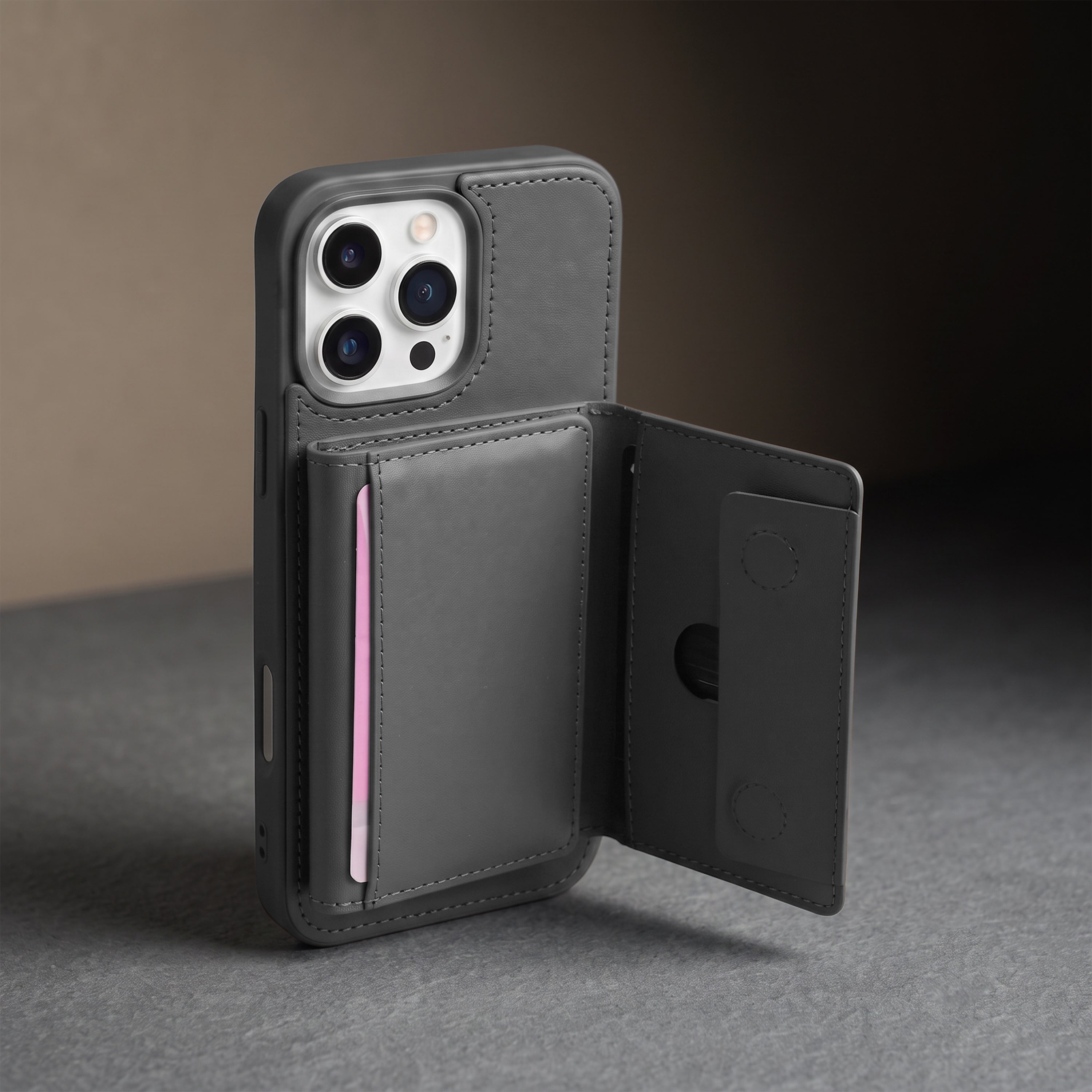 iPhone 16 Pro Max Magnetic Case with Detachable Cardholder - Grey
