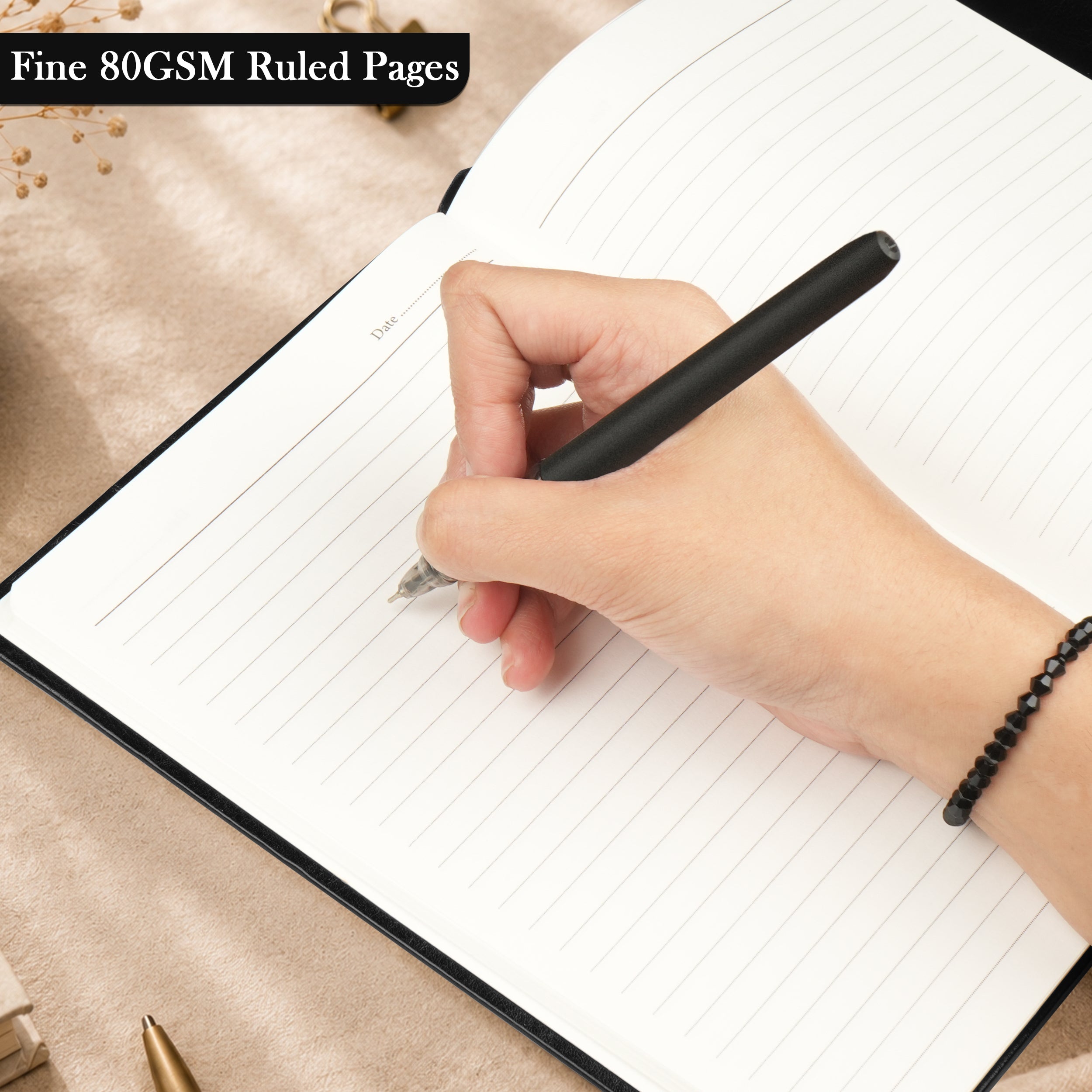Monarch Personalized A5 Leatherette Diary & Pen Set - Black