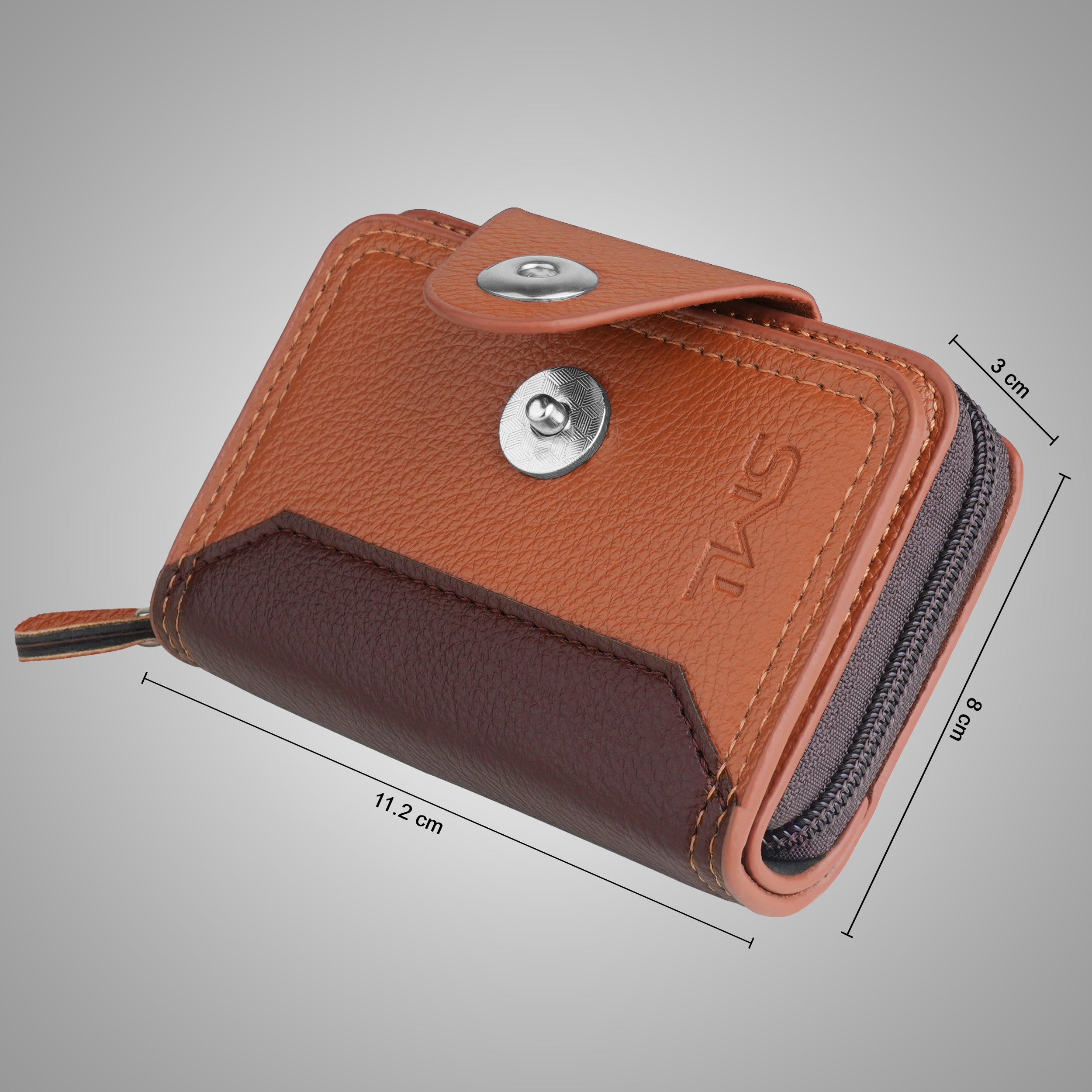 Secure Mate Vegan Leather Zipper Wallet - Tan Brown
