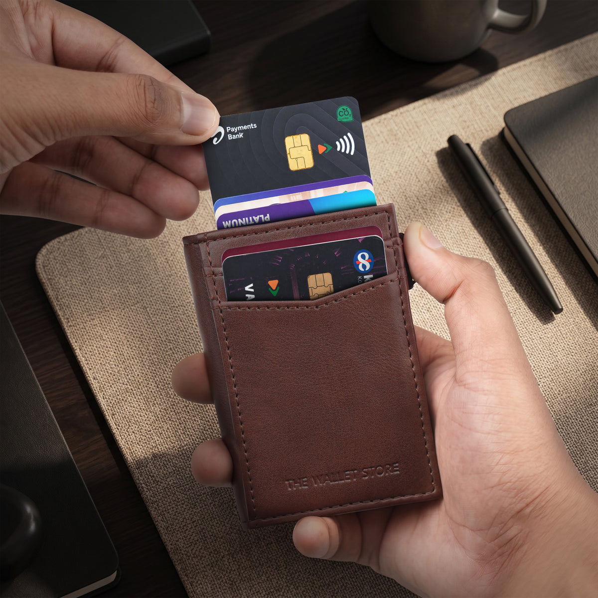 Aero Vault 2.0 RFID Protected Pop-Up Cardholder - Brown