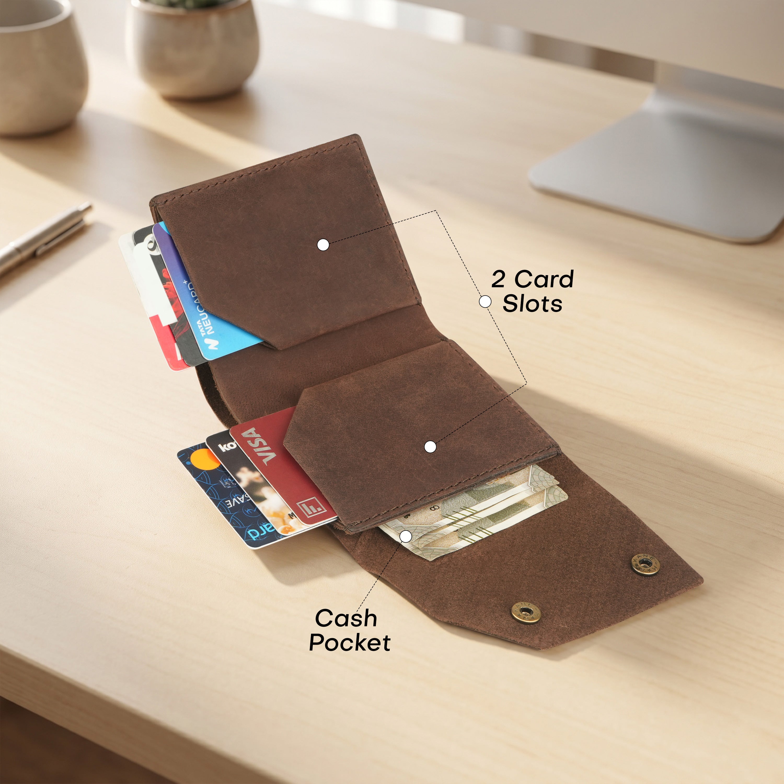 Snapper Minimalist Genuine Leather Wallet - Brown