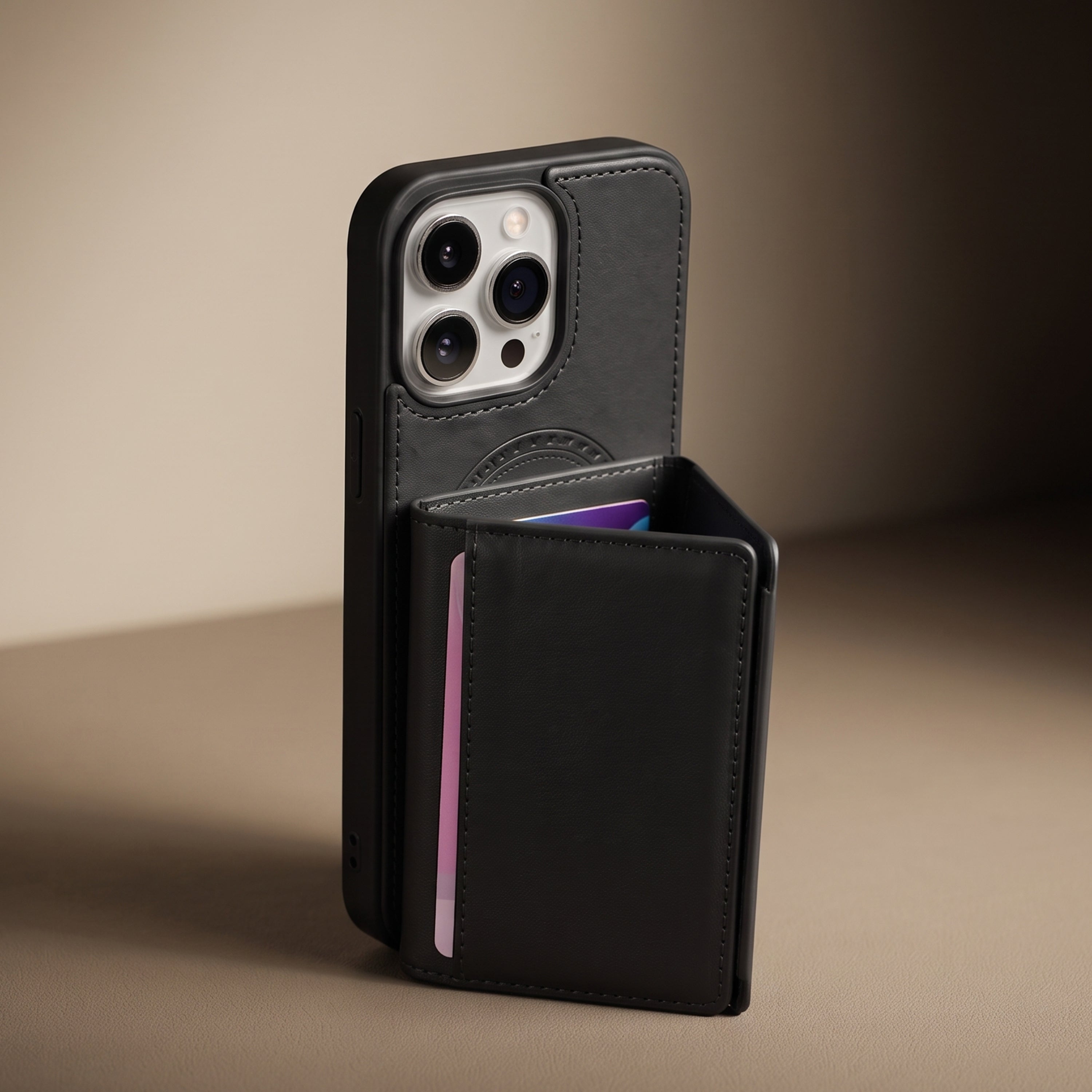 iPhone 16 Pro Max Magnetic Case with Detachable Cardholder - Black