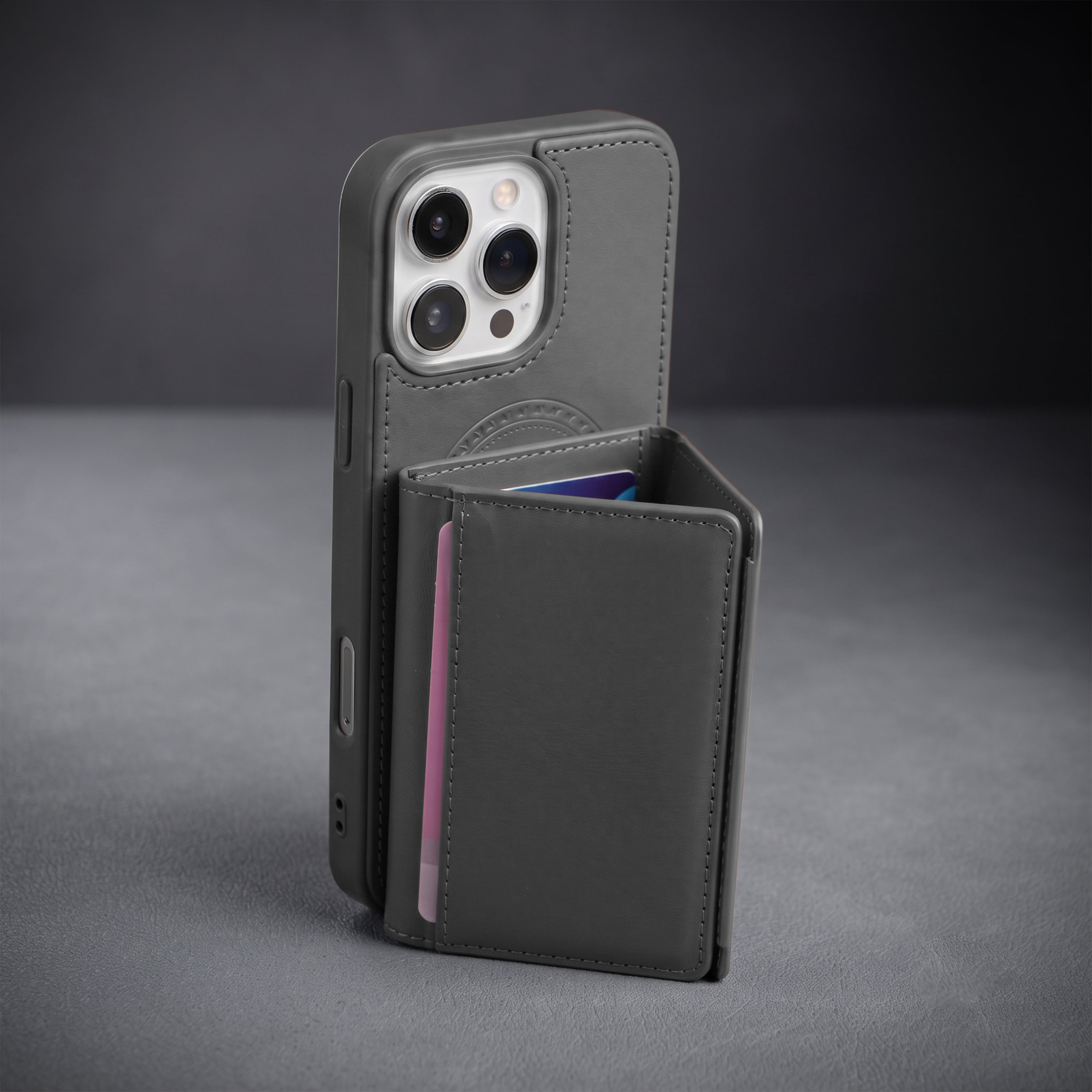 iPhone 16 Pro Max Magnetic Case with Detachable Cardholder - Grey