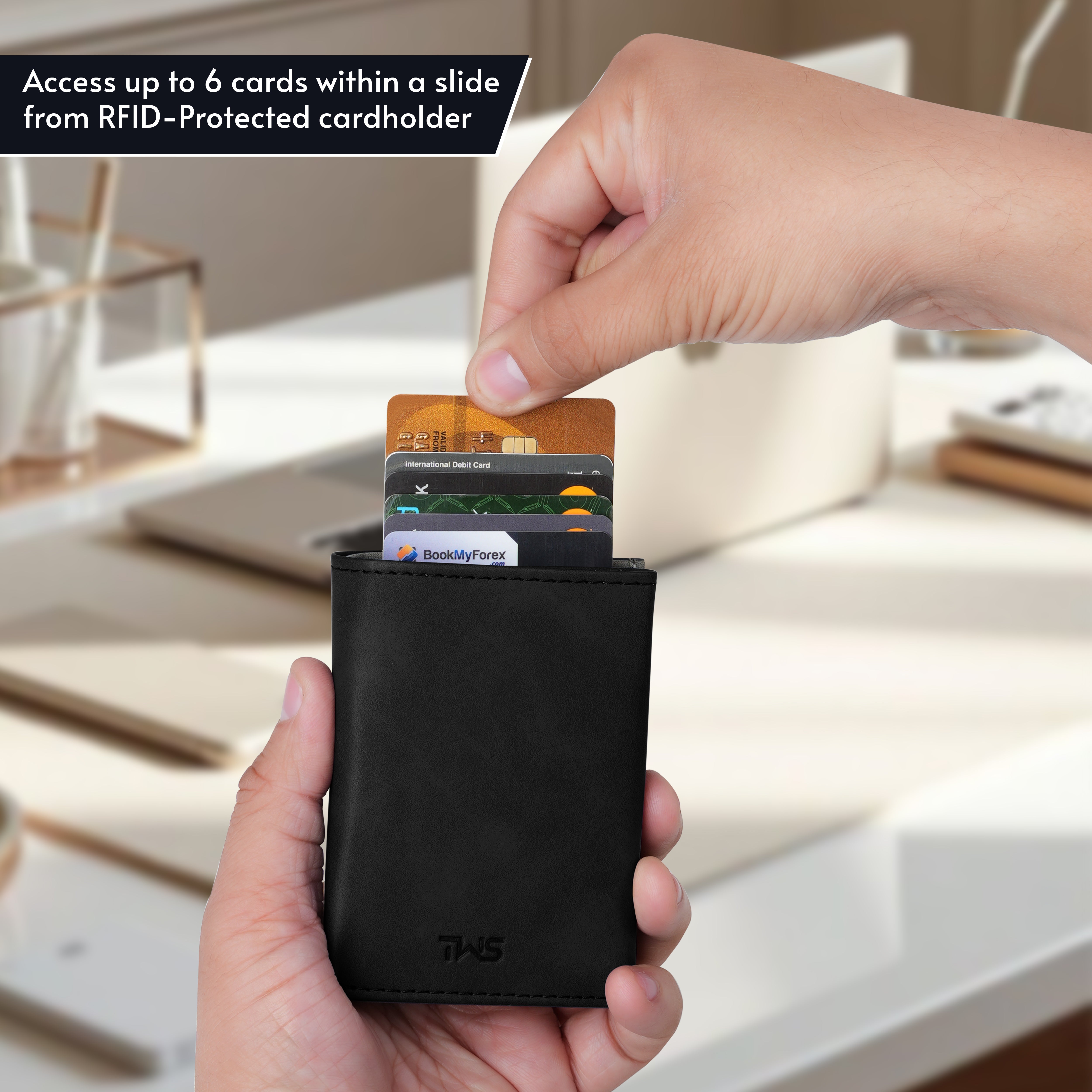 SlideX Neo RFID-Protected Dual Color Wallet Cardholder - Black