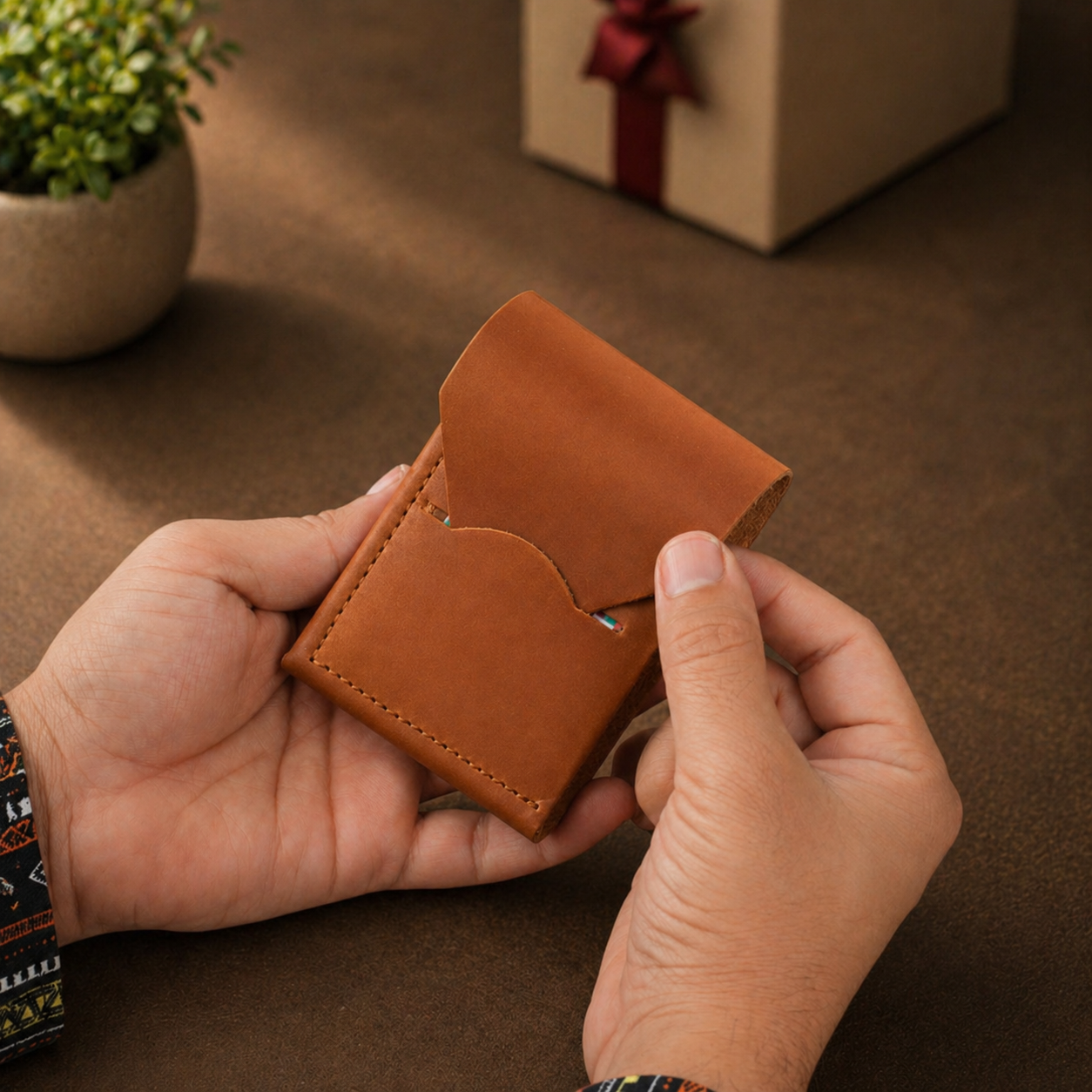 Urban Flip Genuine Leather Wallet - Tan