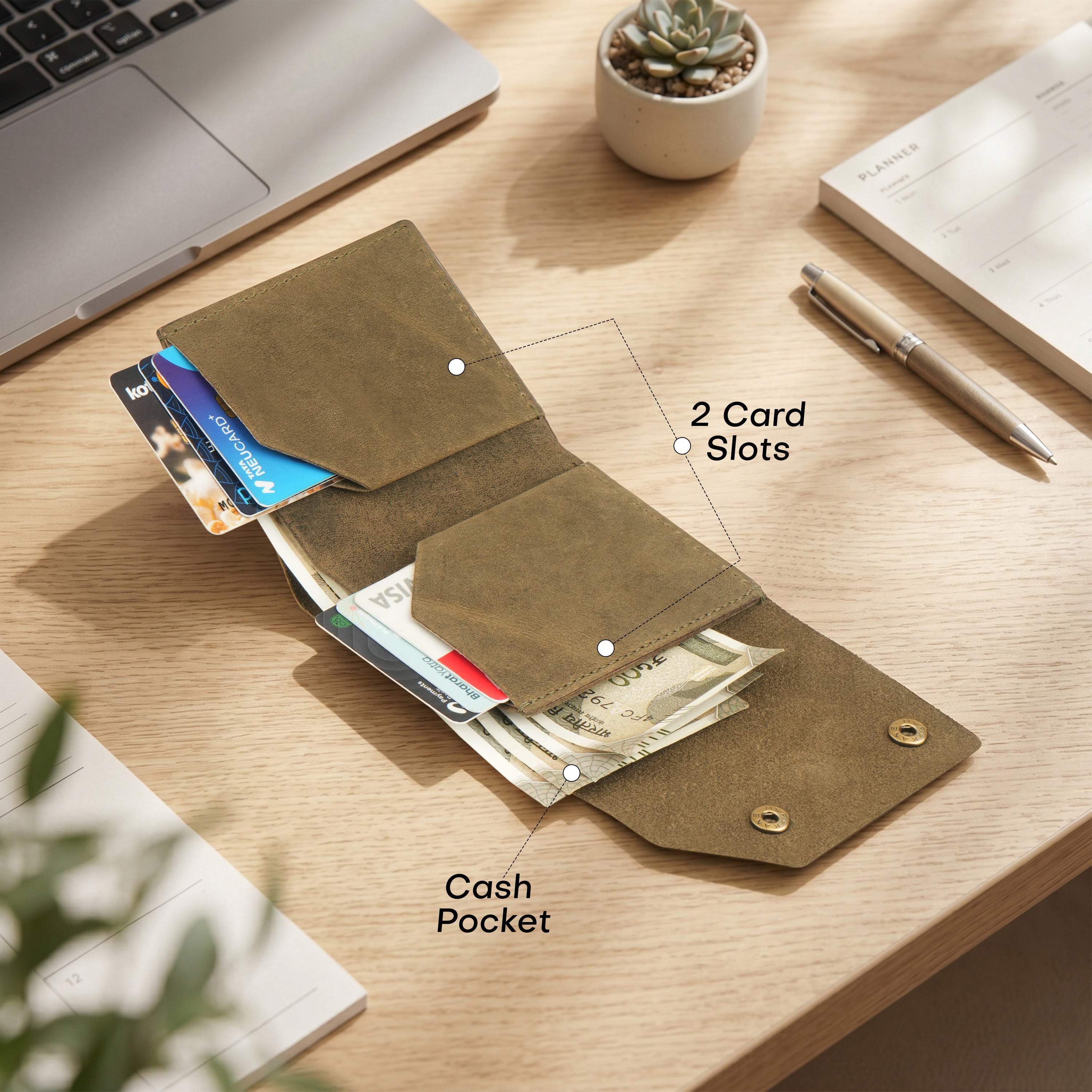 Snapper Minimalist Genuine Leather Wallet - Green