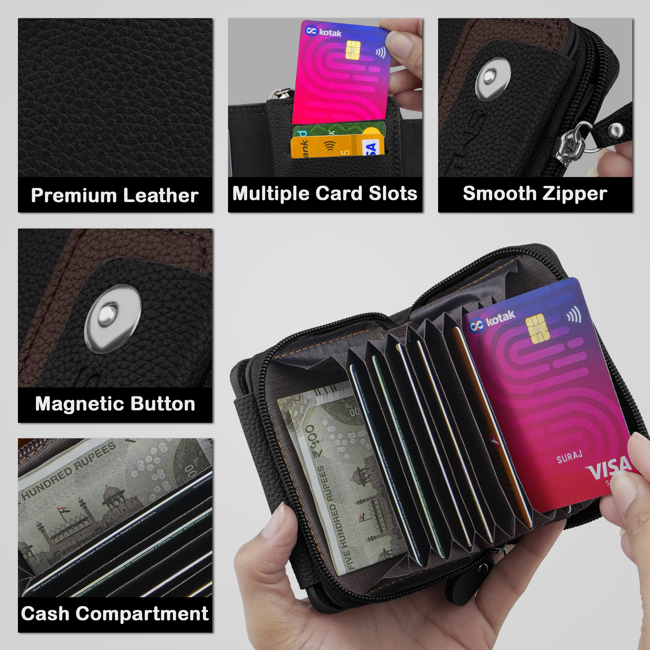 Bolt Lock Dual-Tone Wallet Cardholder