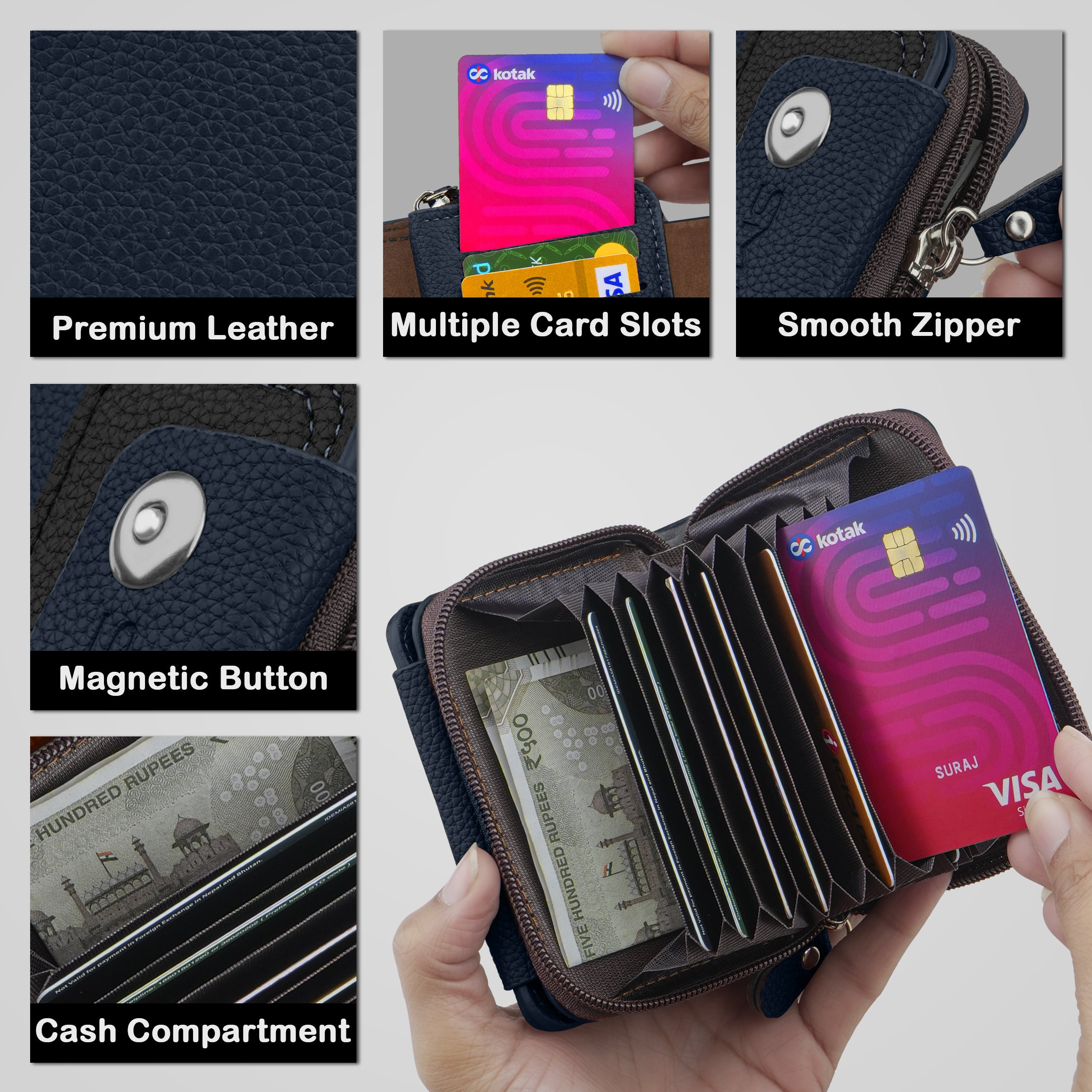 Bolt Lock Dual-Tone Wallet Cardholder