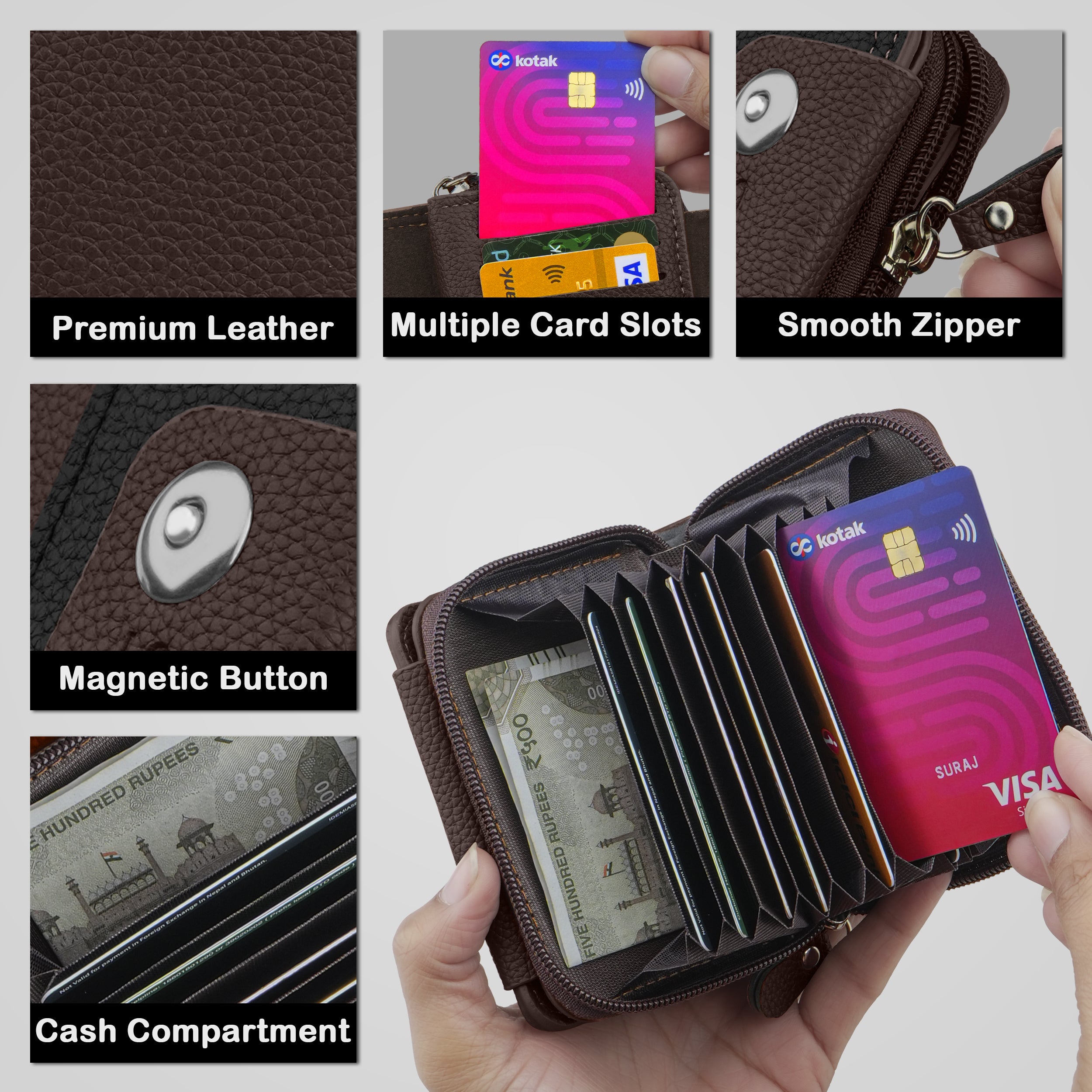 Bolt Lock Dual-Tone Wallet Cardholder