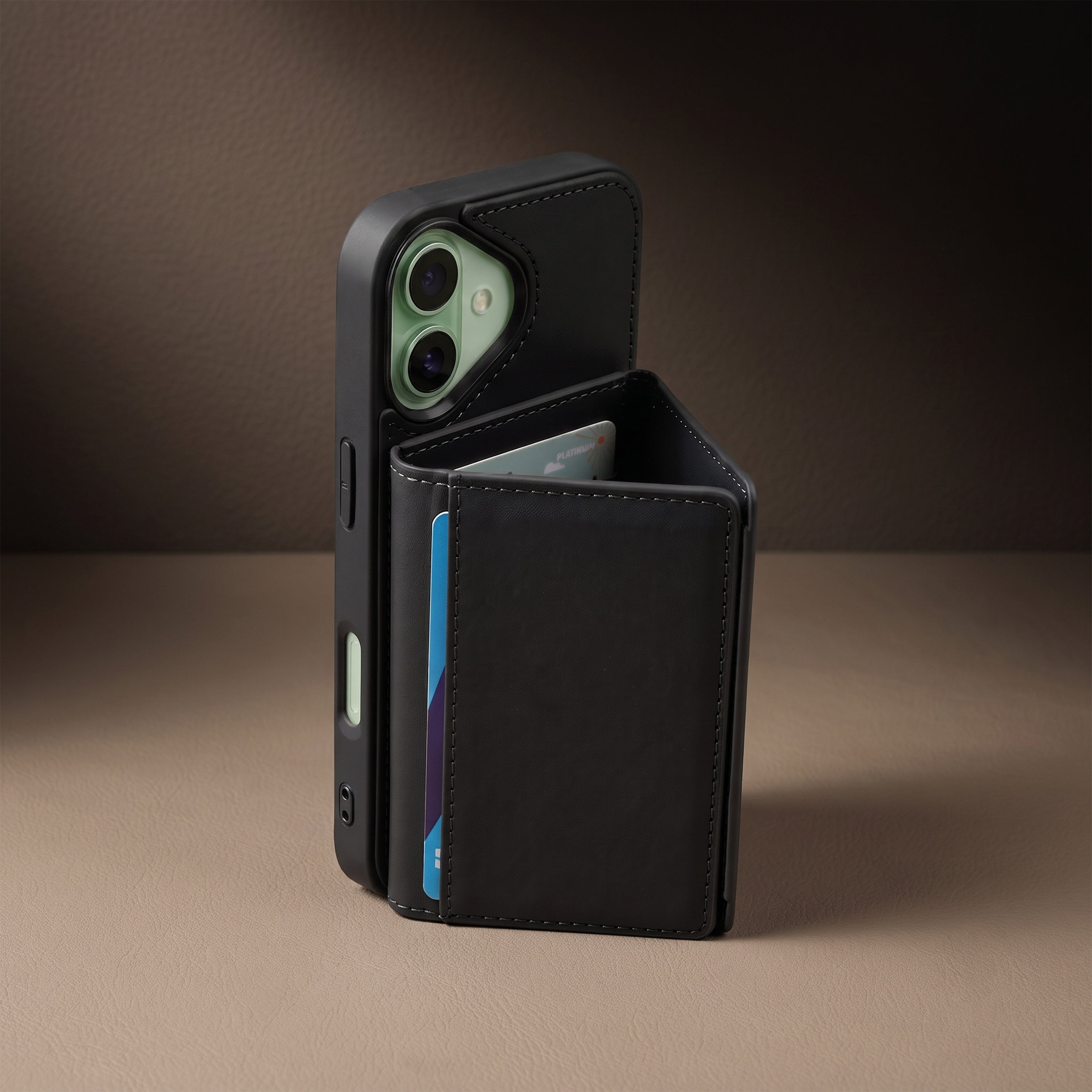 iPhone 16 Magnetic Case with Detachable Cardholder - Black