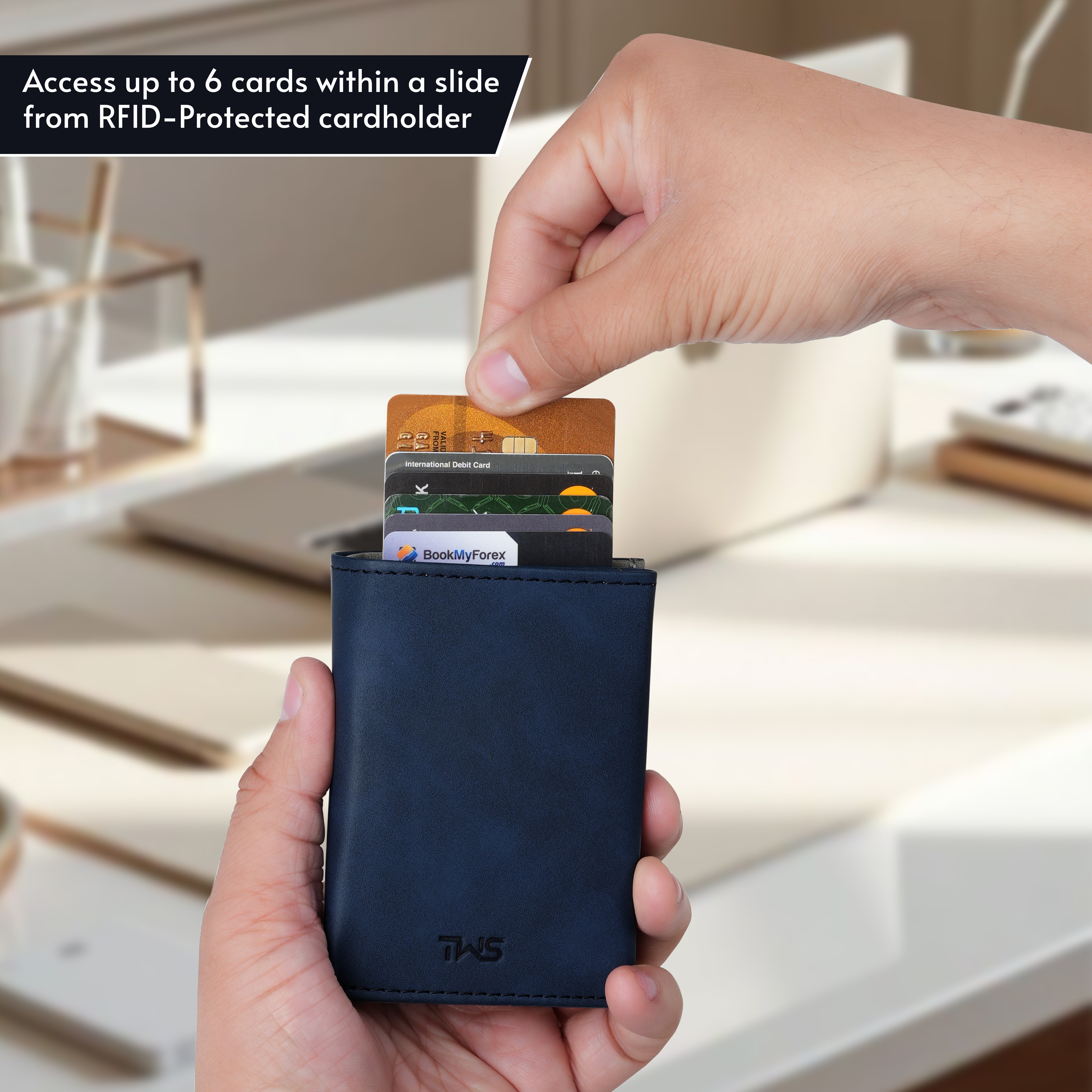 SlideX Neo RFID-Protected Dual Color Wallet Cardholder - Blue