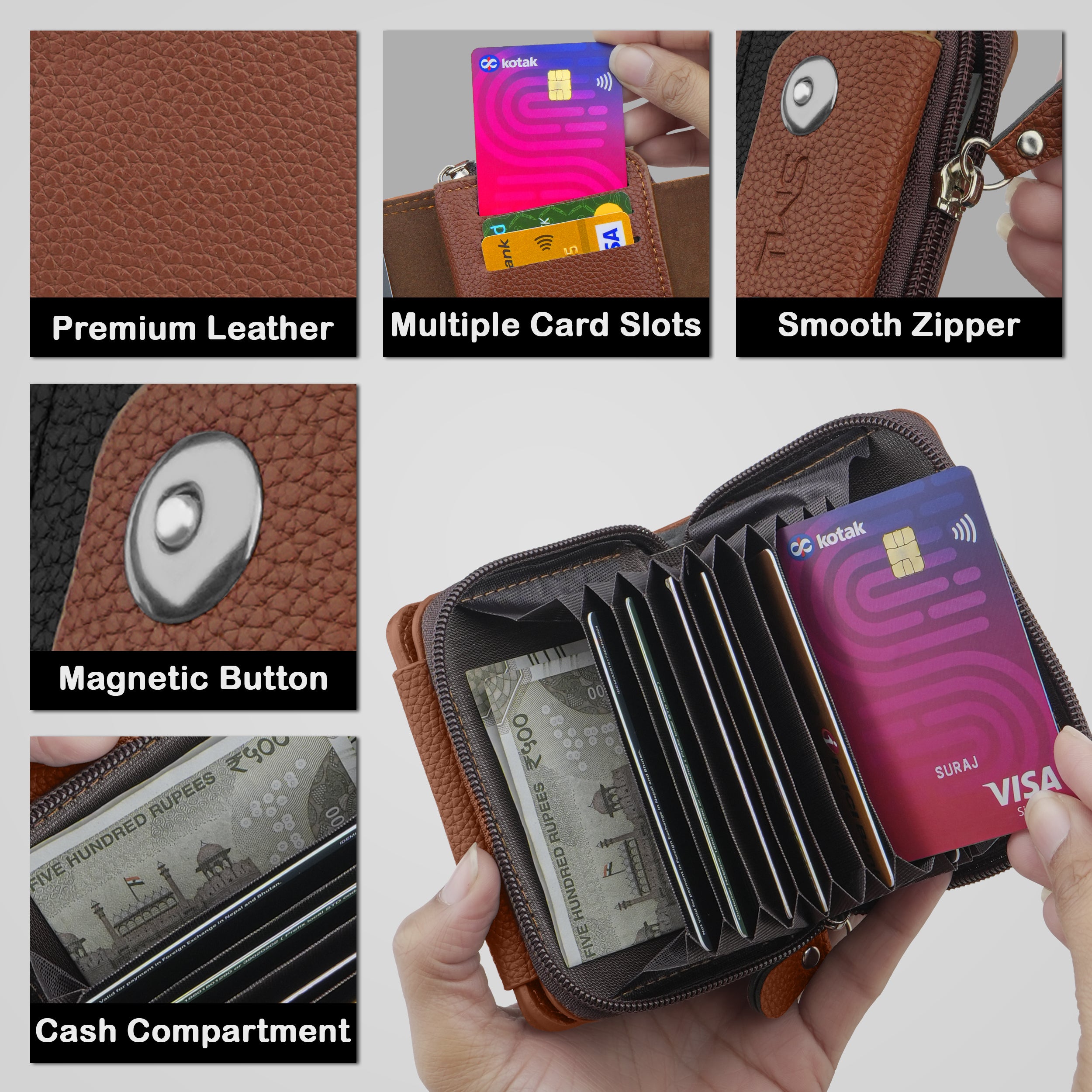 Bolt Lock Dual-Tone Wallet Cardholder