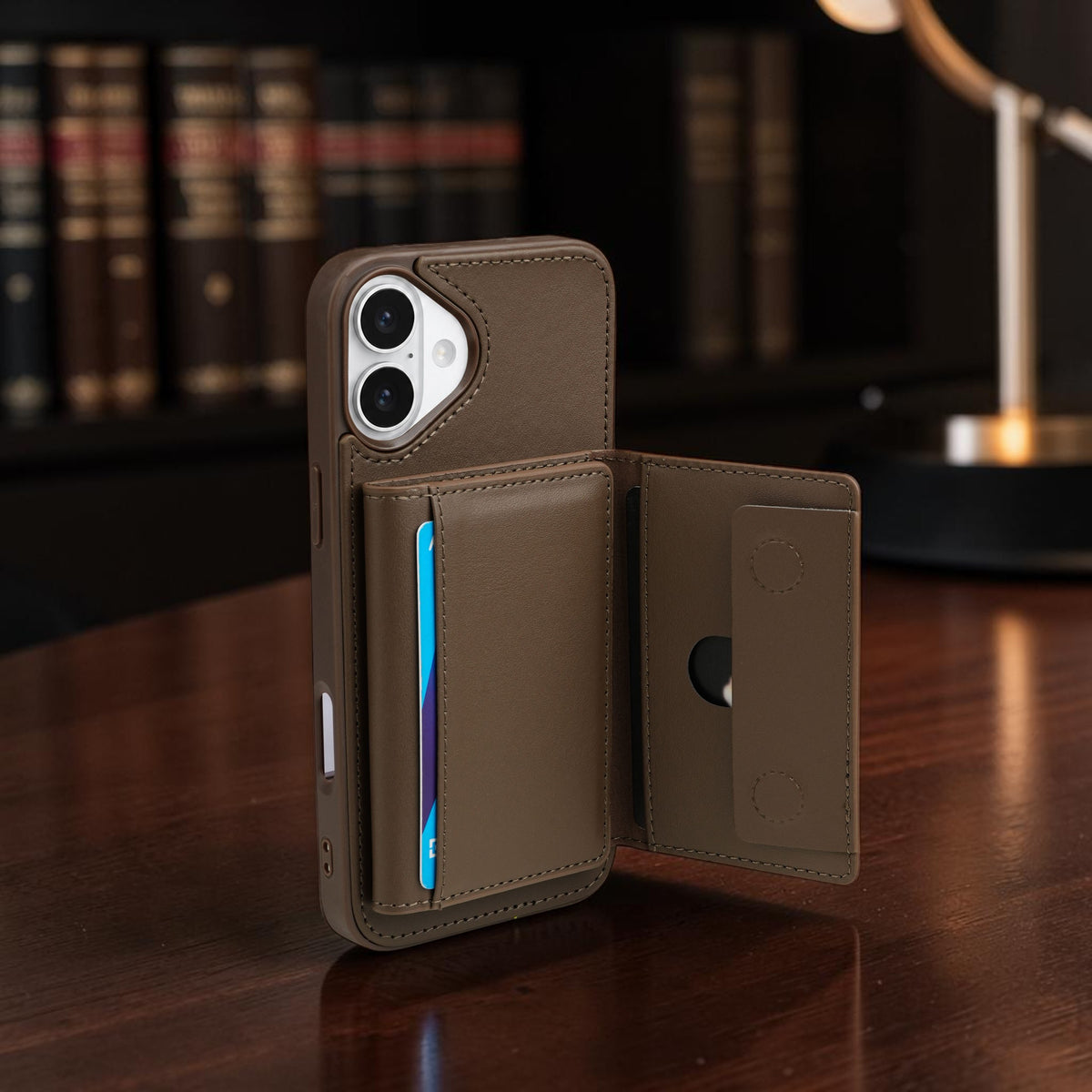 iPhone 16 Plus Magnetic Case with Detachable Cardholder - Brown