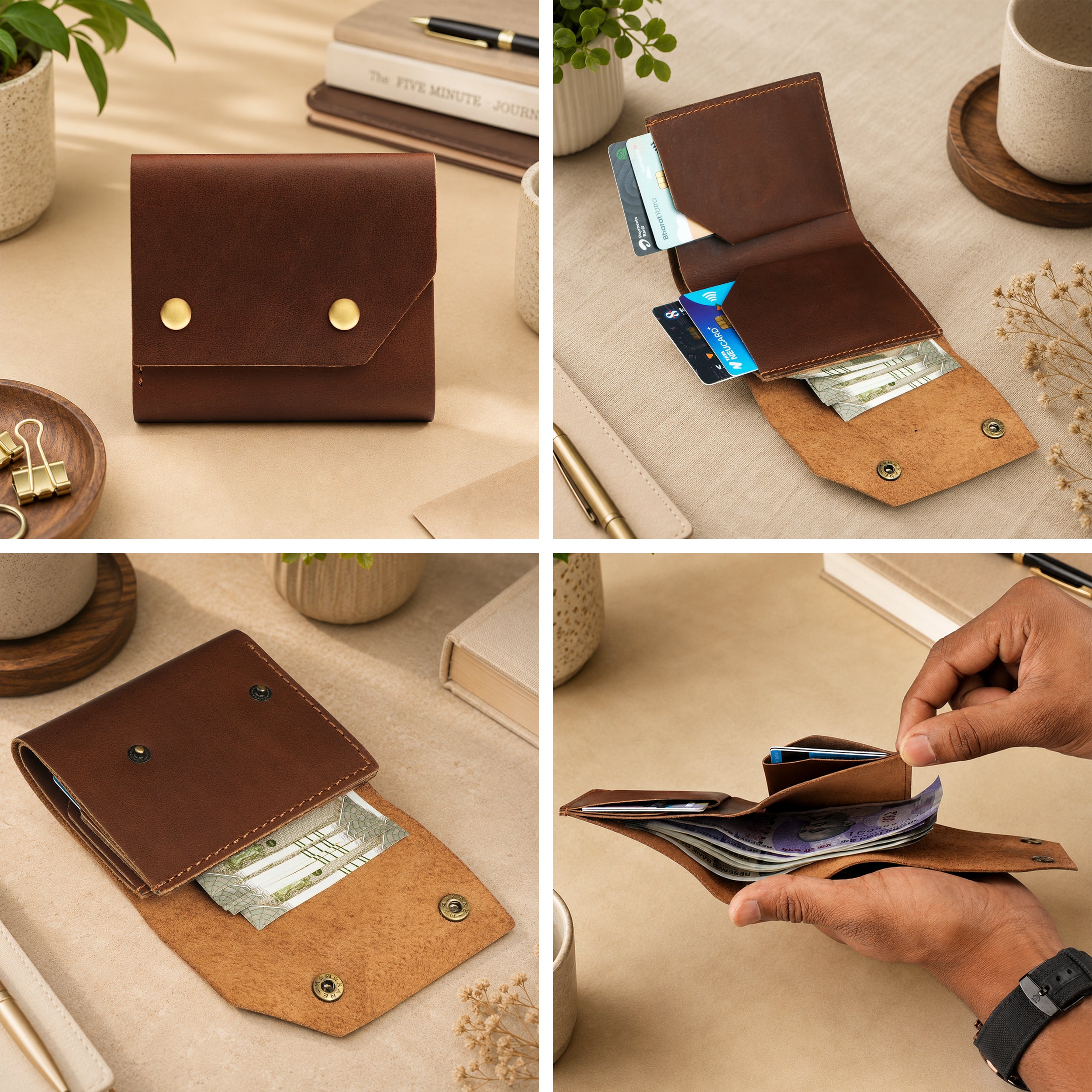 Snapper Minimalist Genuine Leather Wallet - Tan