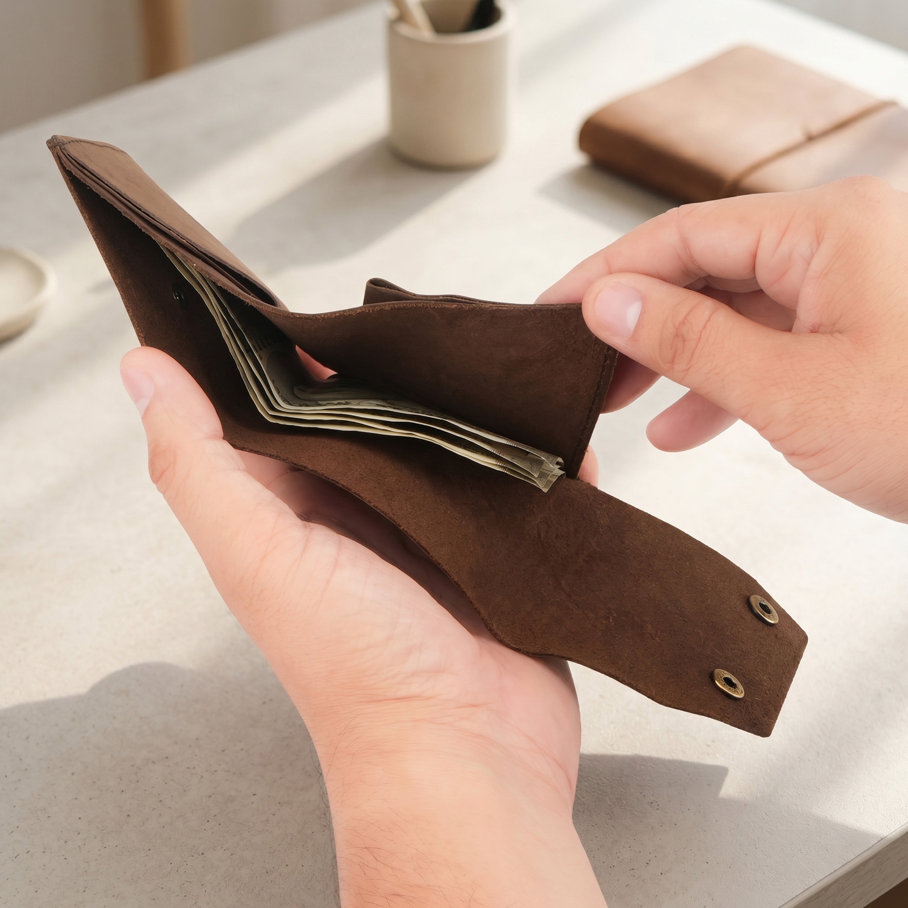 Snapper Minimalist Genuine Leather Wallet - Brown