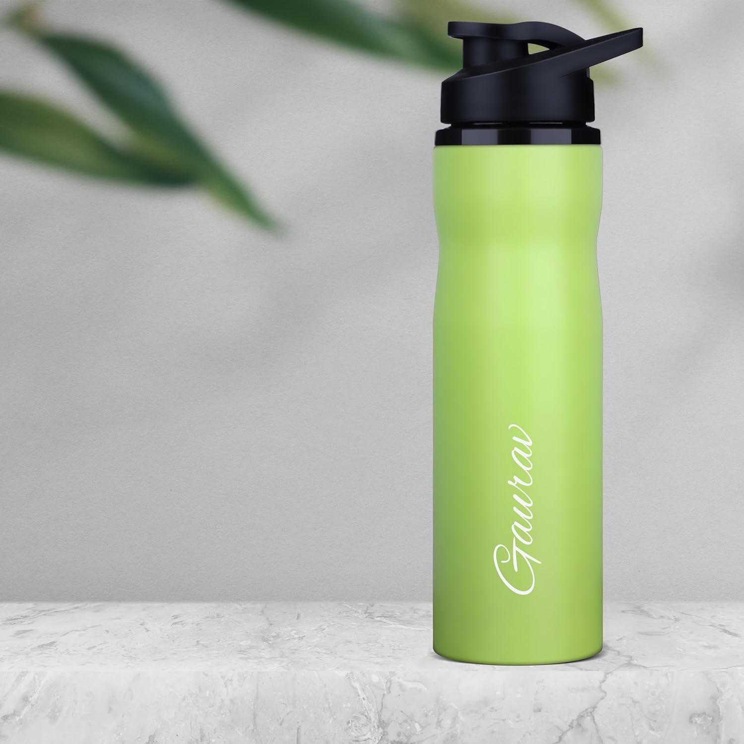 Personalized Neon Stainless Steel Sipper Water Bottle - Green