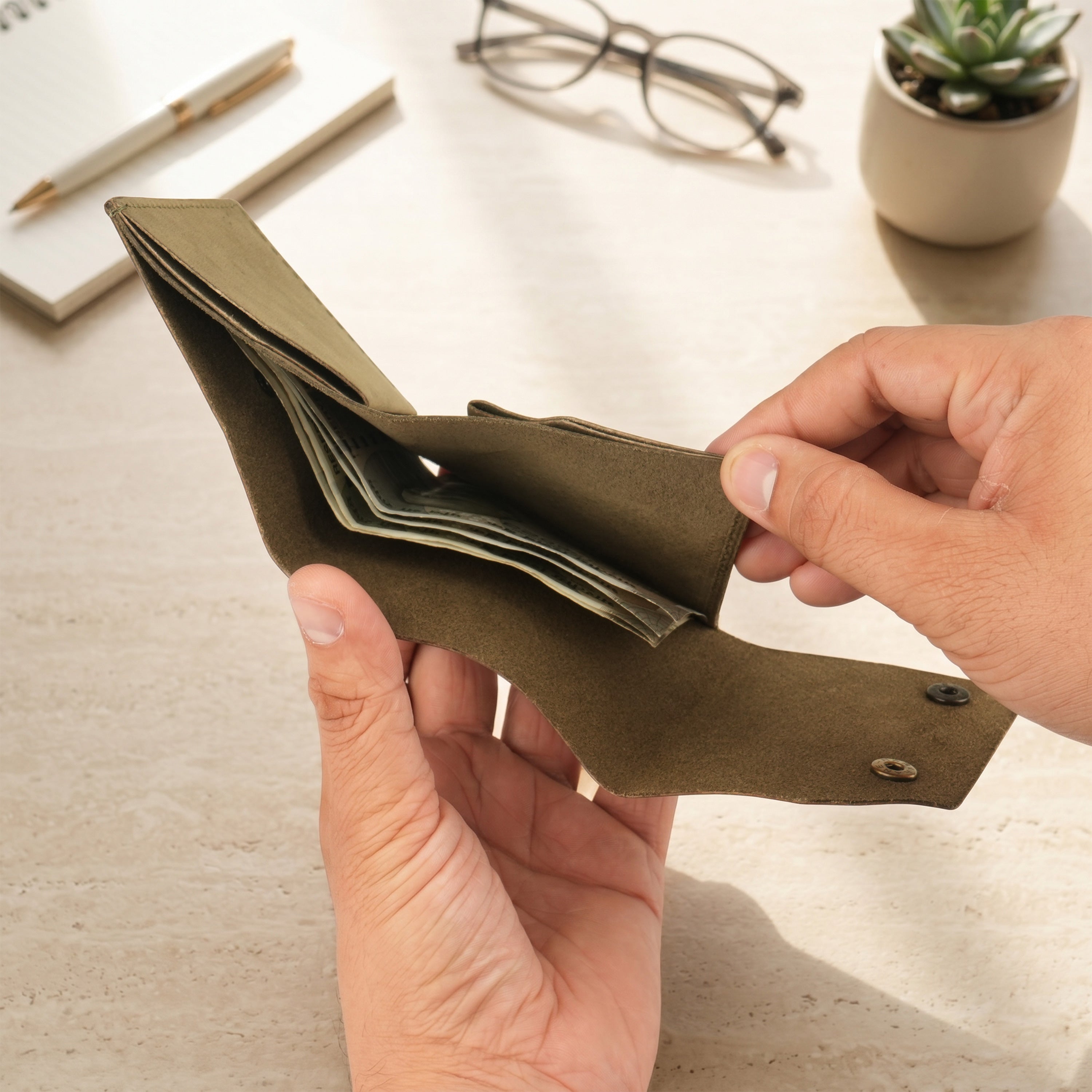 Snapper Minimalist Genuine Leather Wallet - Green