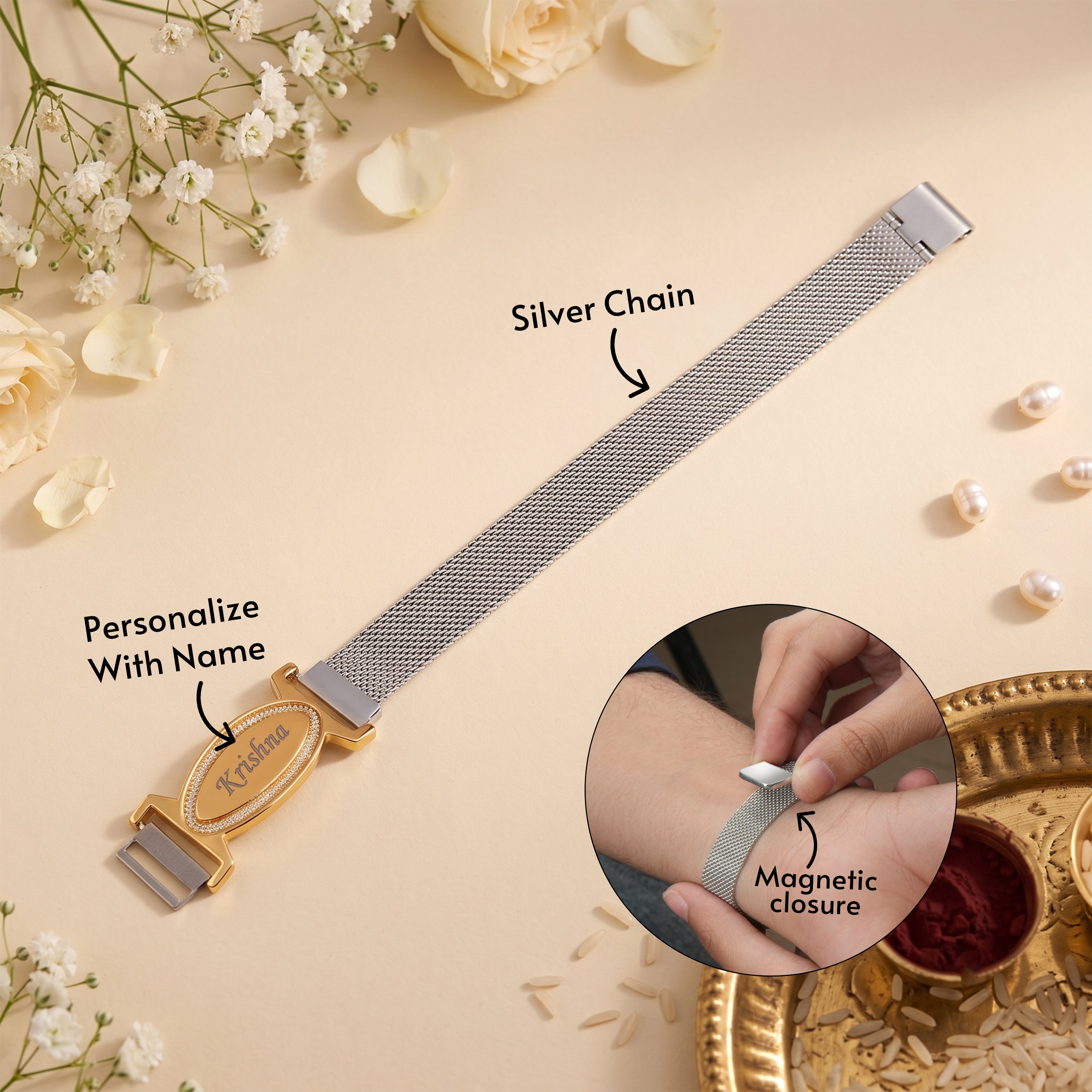 Shahi Bandhan Personalized Bracelet Rakhi With Gift Box