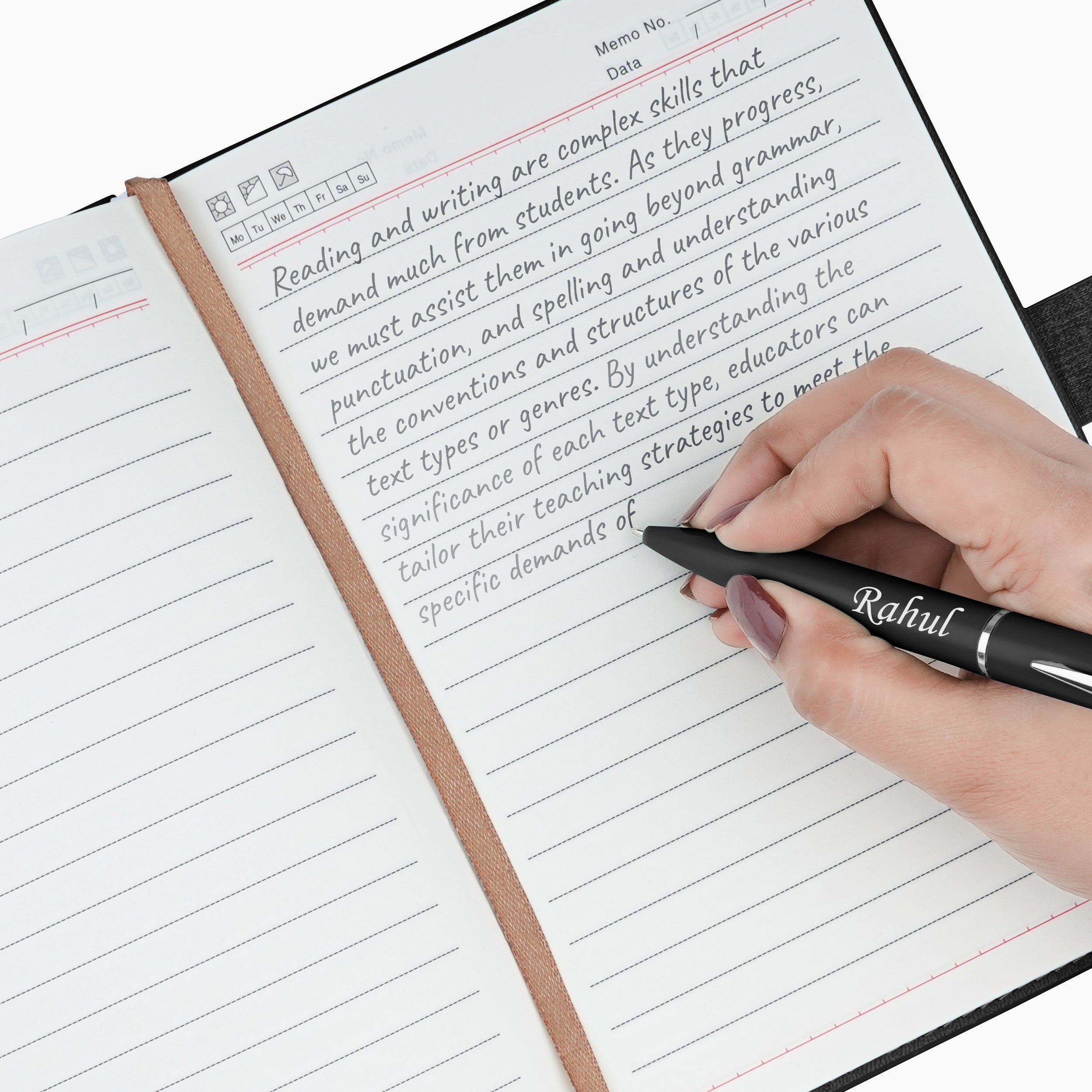 Personalized Shade Sync Diary & Pen Gift Set - Black