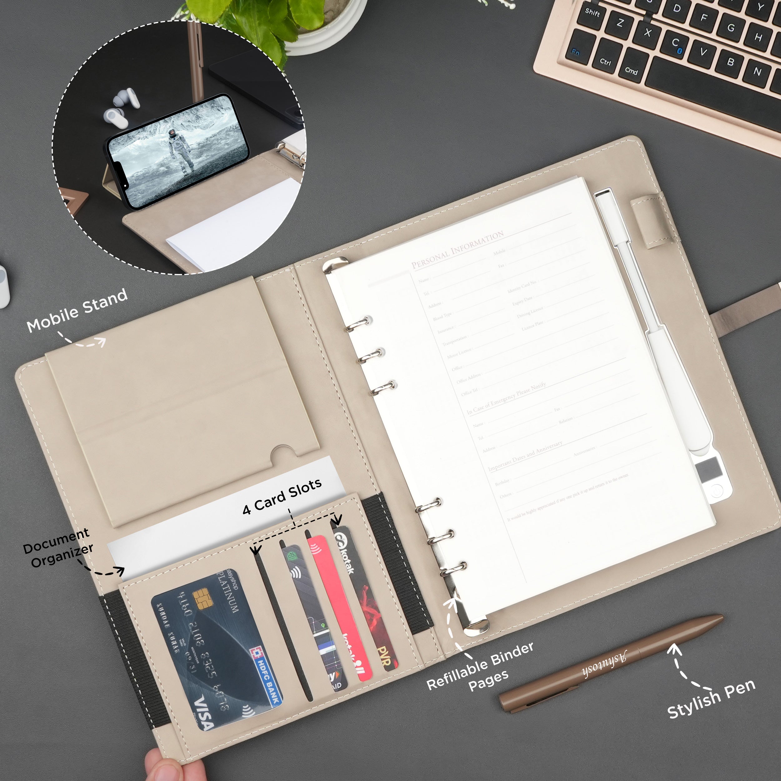 Personalized Power Scribe Diary & Pen Set With Inbuilt LED light & Wireless Charging