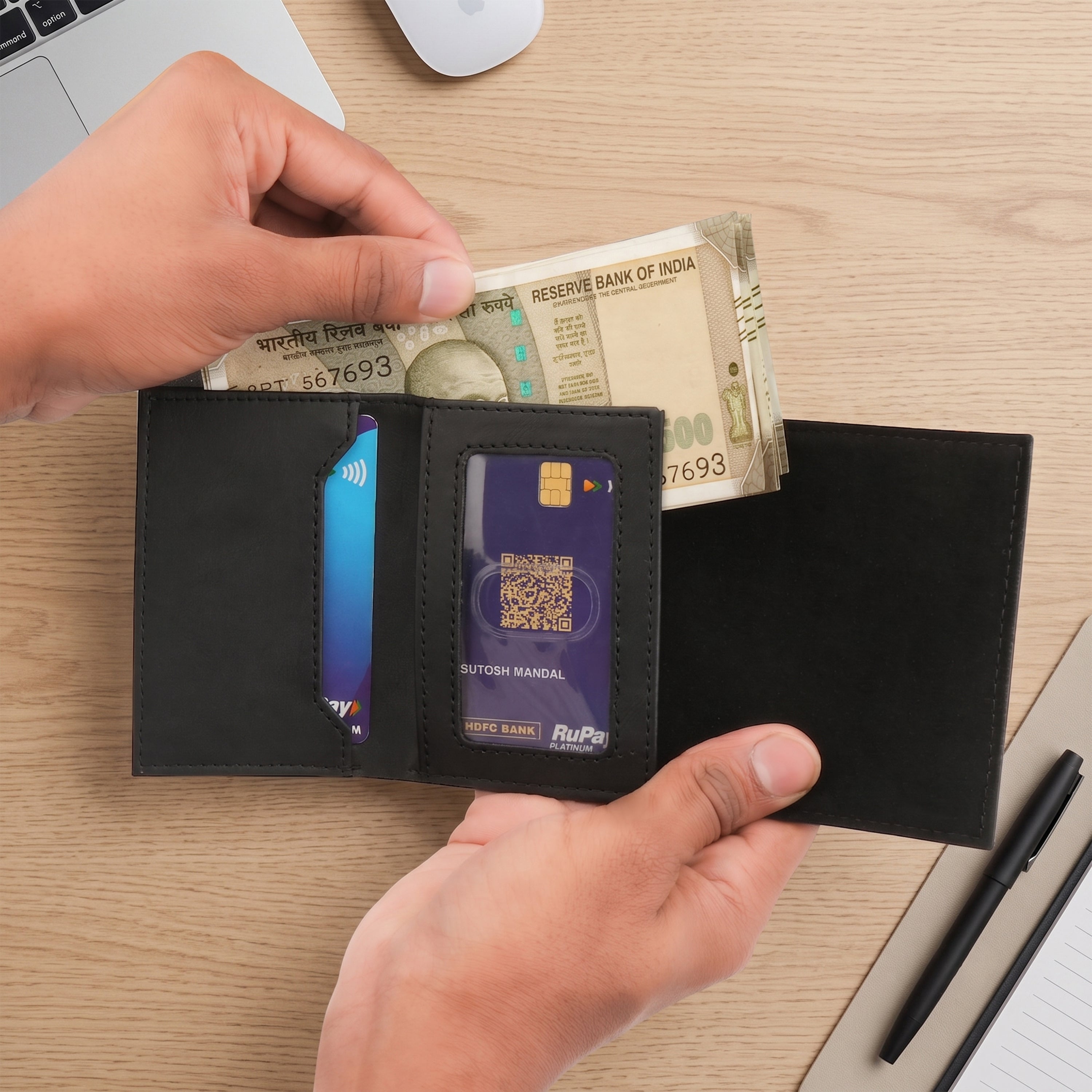 Crest RFID Protected Wallet Cardholder - Black