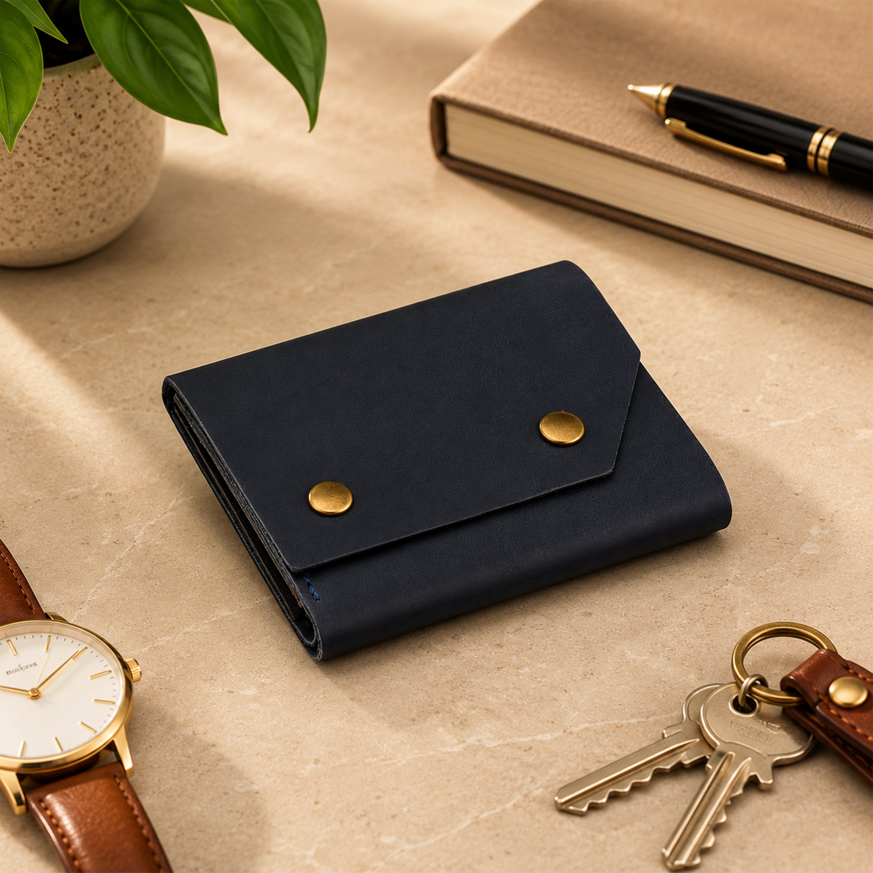 Snapper Minimalist Genuine Leather Wallet - Blue