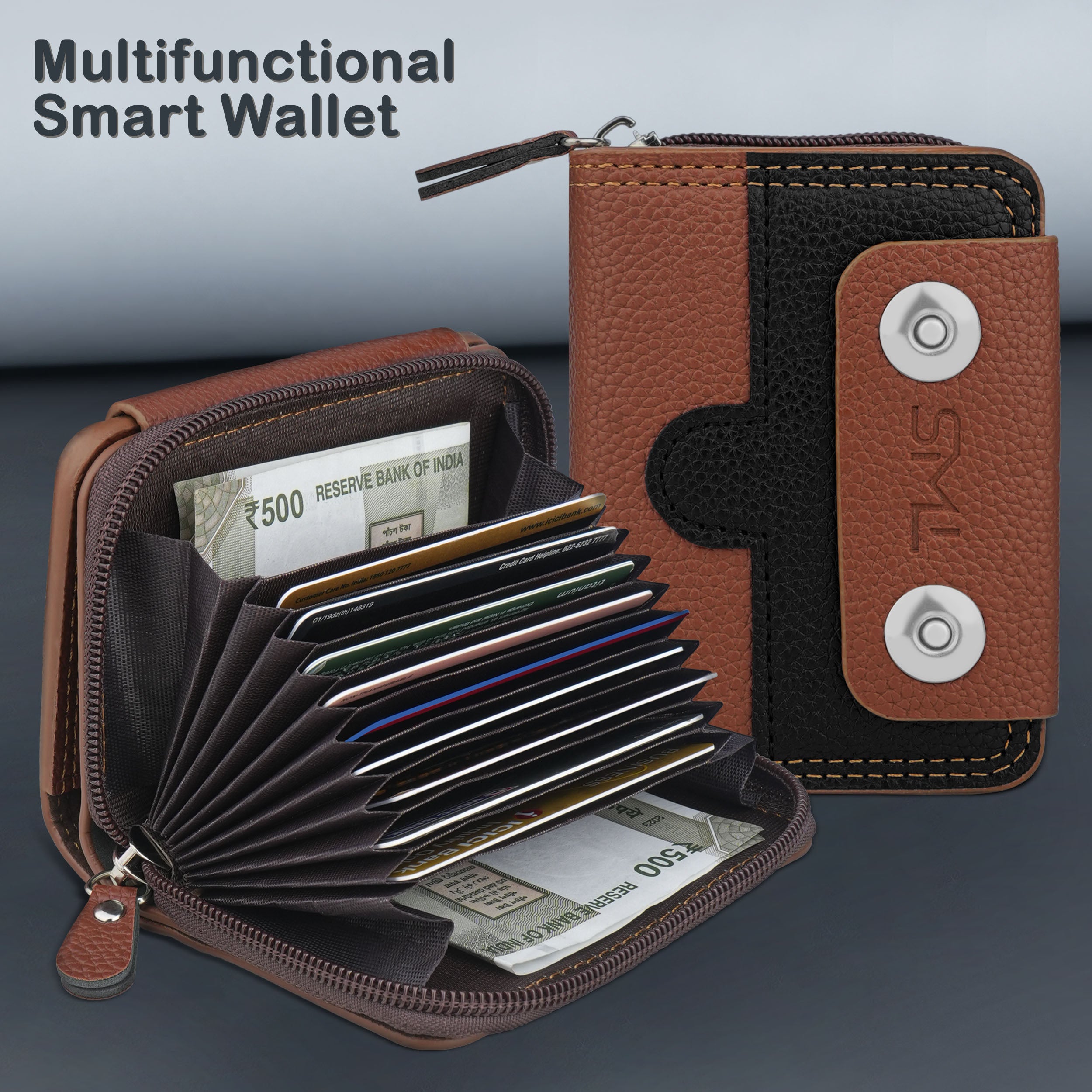Bolt Lock Dual-Tone Wallet Cardholder