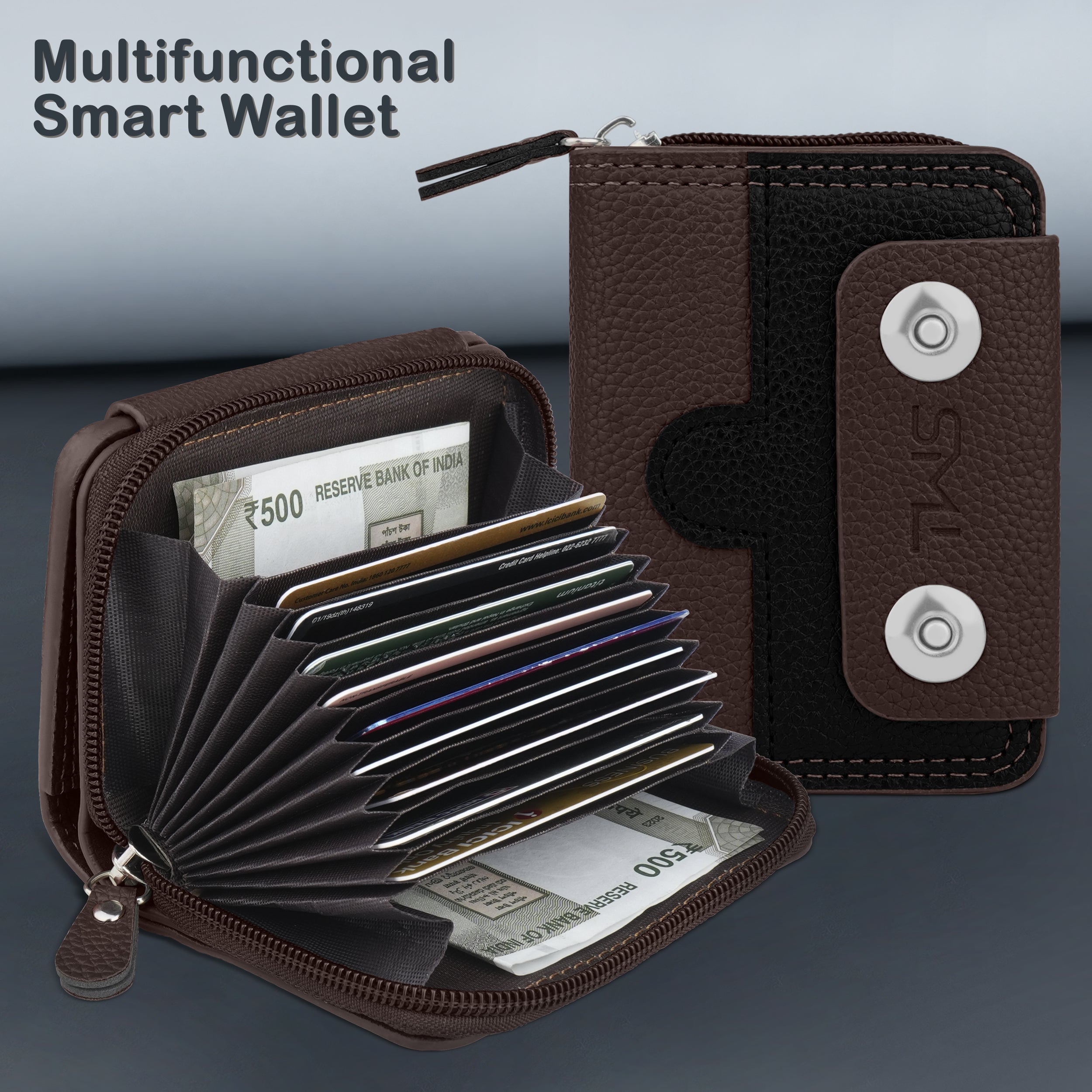 Bolt Lock Dual-Tone Wallet Cardholder